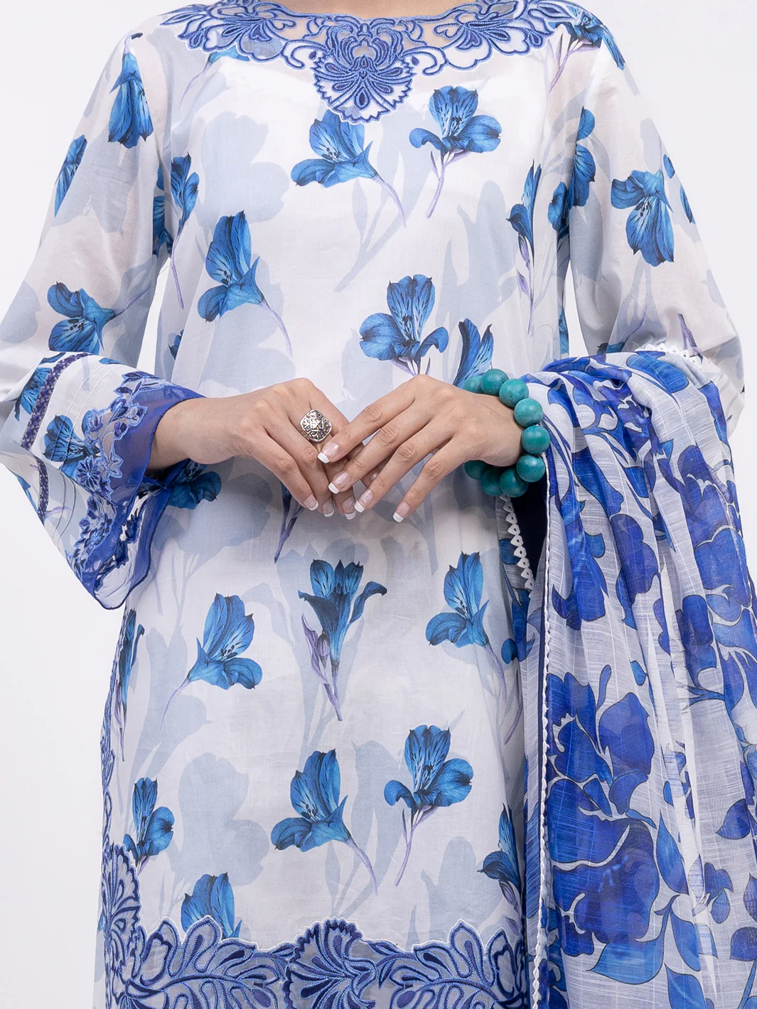 BLUE LAWN 3PC UNSTITCHED | ALP-3PS-2443 FB-2443A - Image 2