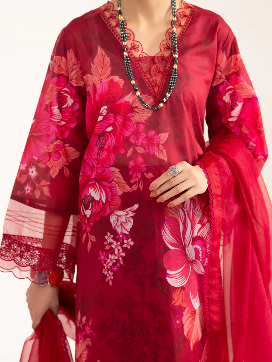 MAROON LAWN 3PC UNSTITCHED | ALP-3PS-2445 FB-2445A - Image 2