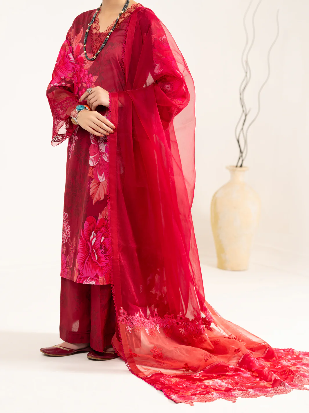 MAROON LAWN 3PC UNSTITCHED | ALP-3PS-2445 FB-2445A - Image 4
