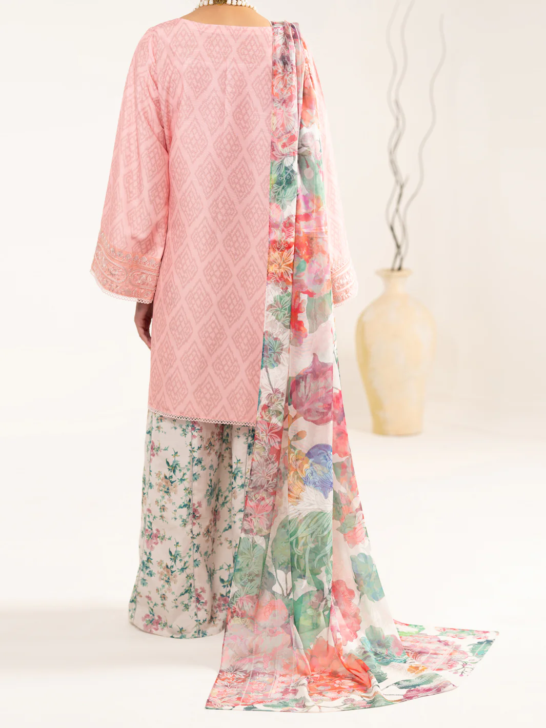 PINK RAW SILK 3PC UNSTITCHED | ALP-3PS-2446 FB-2446A - Image 2