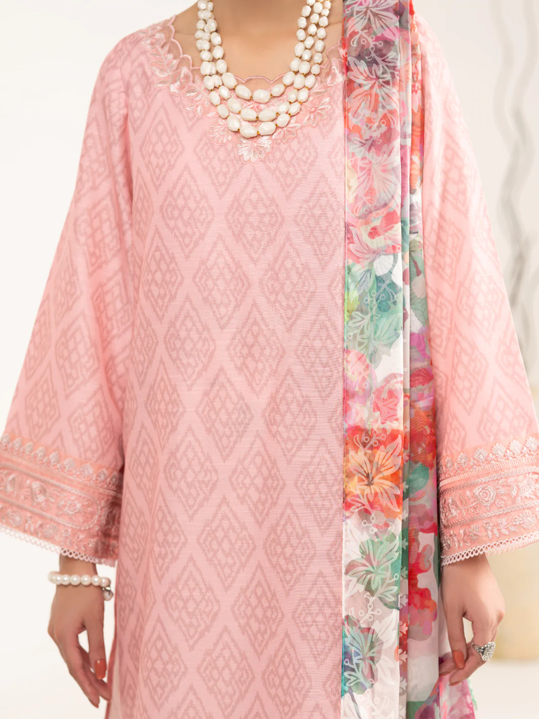 PINK RAW SILK 3PC UNSTITCHED | ALP-3PS-2446 FB-2446A - Image 3