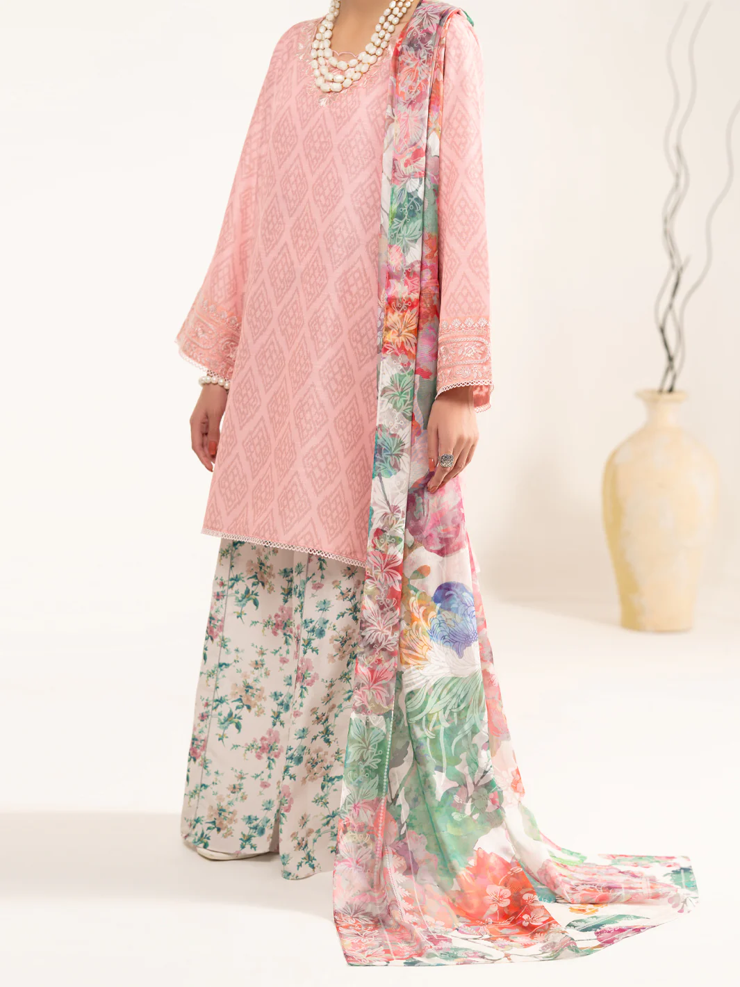 PINK RAW SILK 3PC UNSTITCHED | ALP-3PS-2446 FB-2446A - Image 4