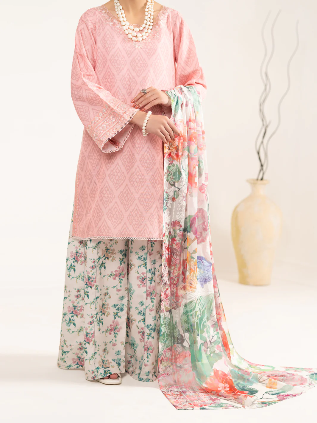PINK RAW SILK 3PC UNSTITCHED | ALP-3PS-2446 FB-2446A - Image 5