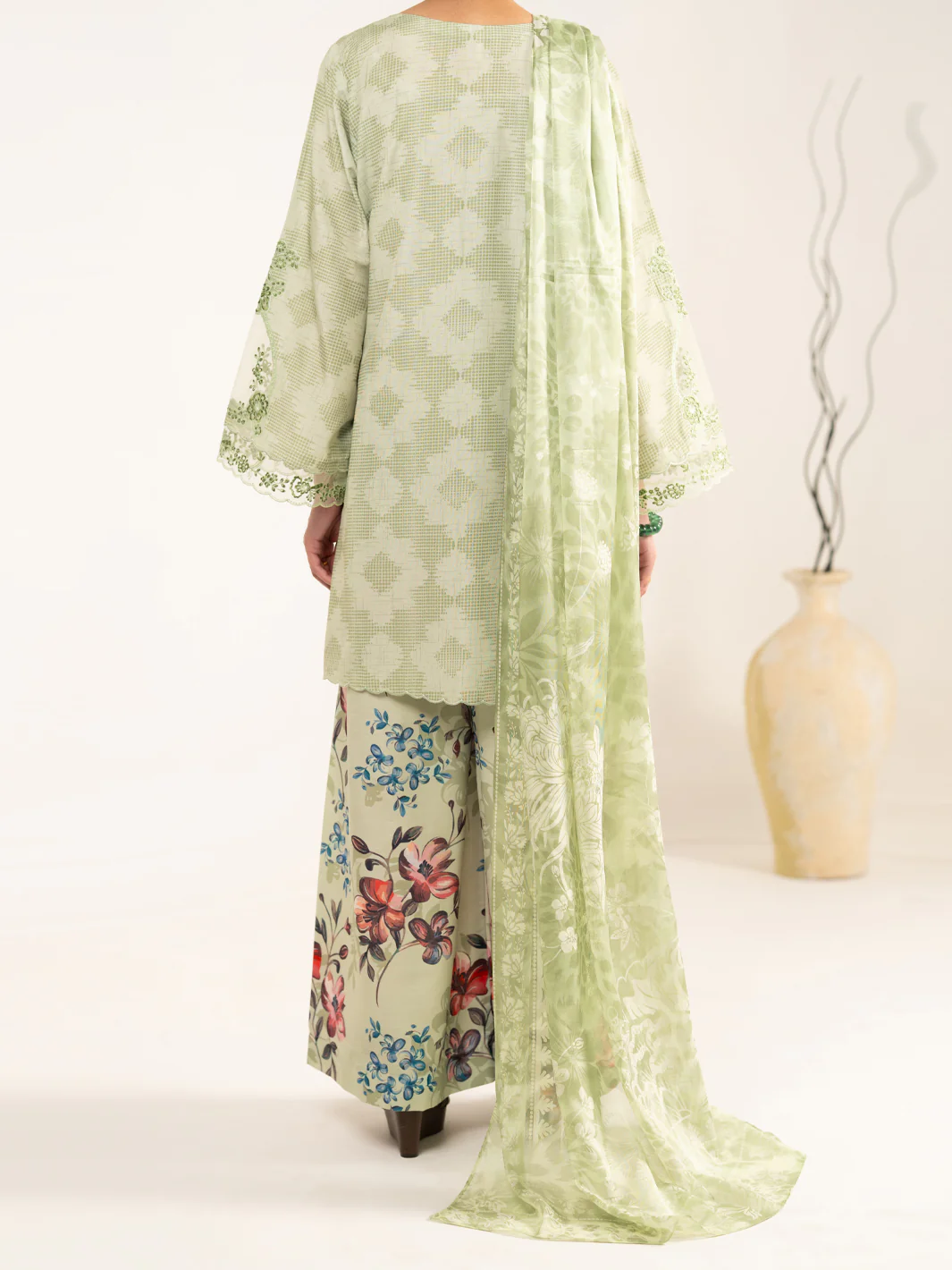GREEN RAW SILK 3PC UNSTITCHED | ALP-3PS-2448 FB-2448A - Image 3