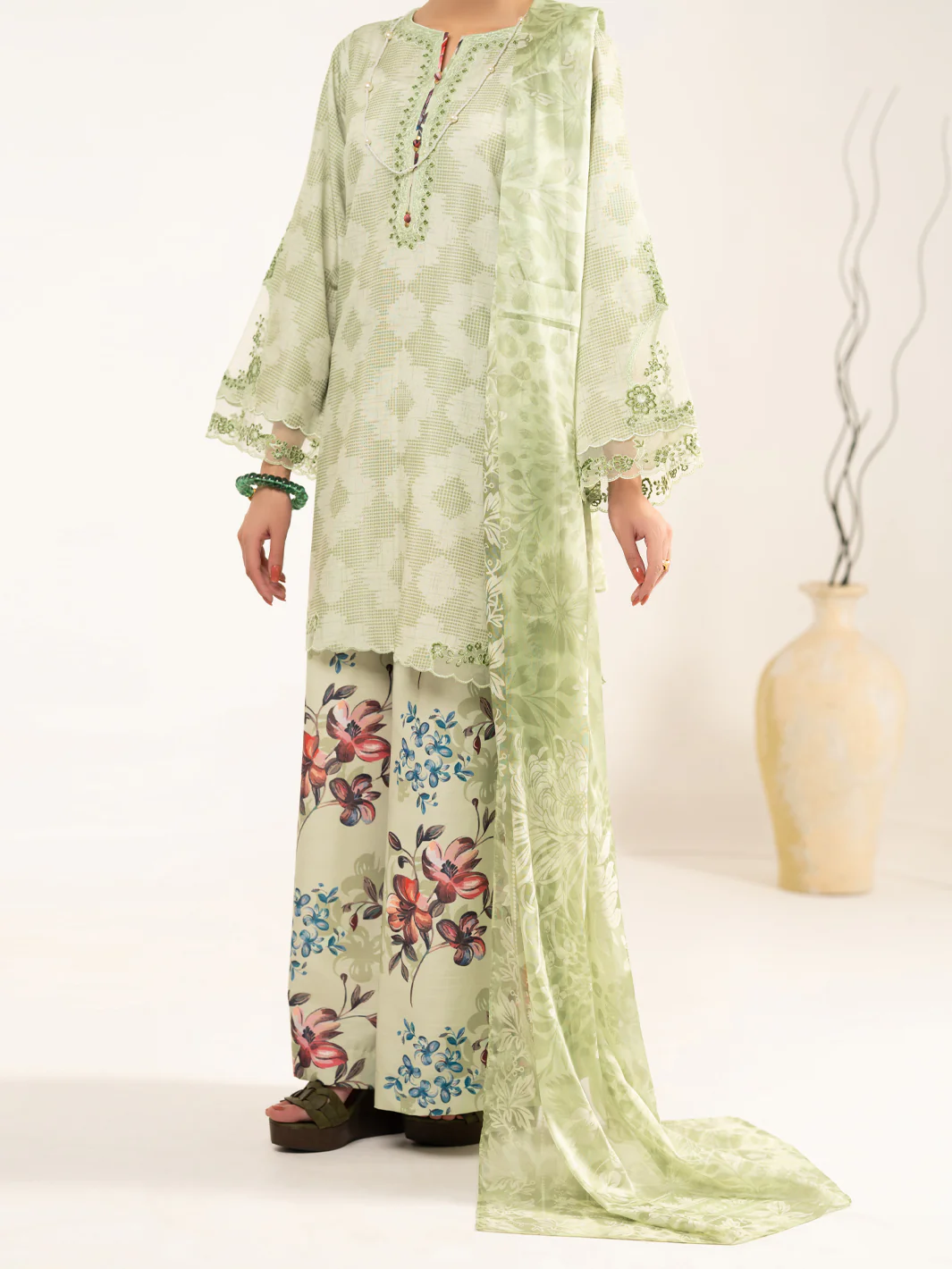GREEN RAW SILK 3PC UNSTITCHED | ALP-3PS-2448 FB-2448A - Image 4