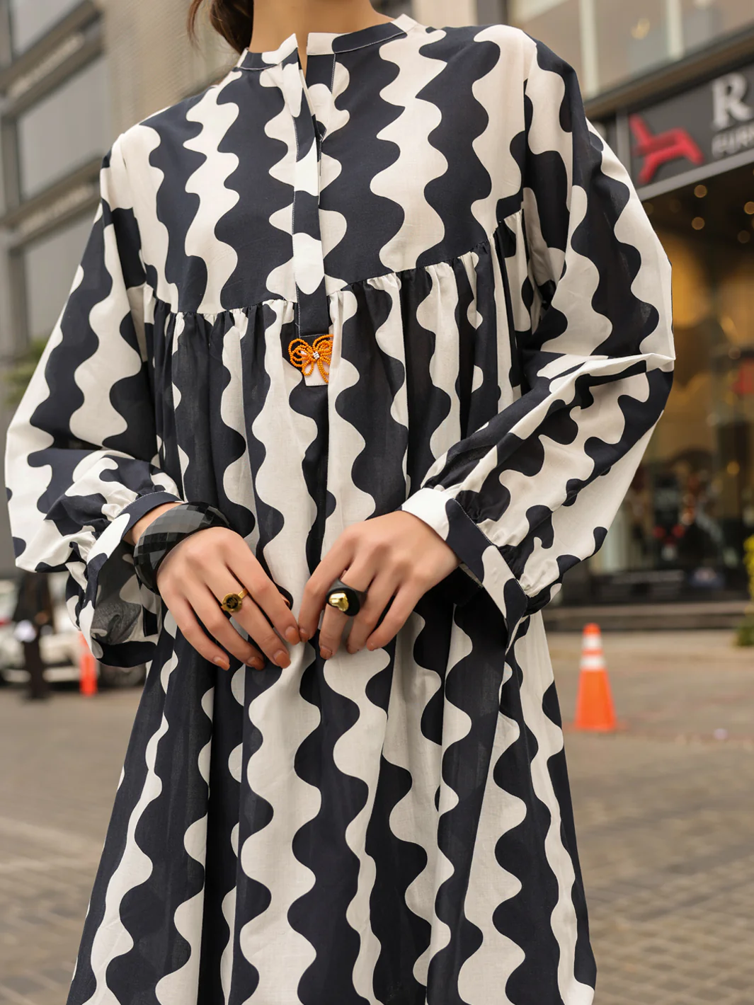 BLACK WHITE LAWN KURTI | ALP-SLK-2543/FB-2543A - Image 2