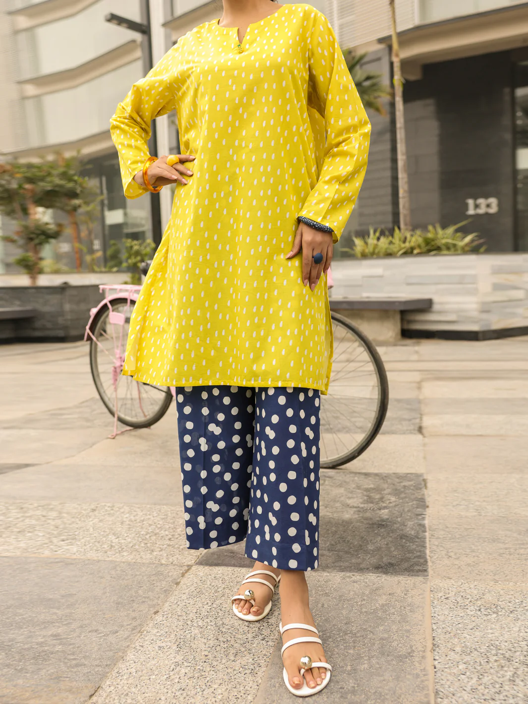 YELLOW LAWN KURTI | ALP-SLK-2545/FB-2545A - Image 3