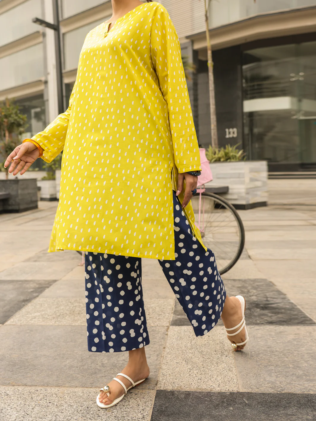 YELLOW LAWN KURTI | ALP-SLK-2545/FB-2545A - Image 5