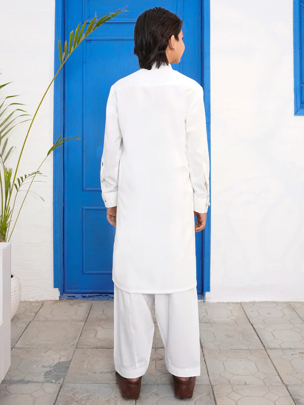WHITE BLENDED KAMEEZ SHALWAR | ALTET-KS-001-R1/AM-6327A - Image 3