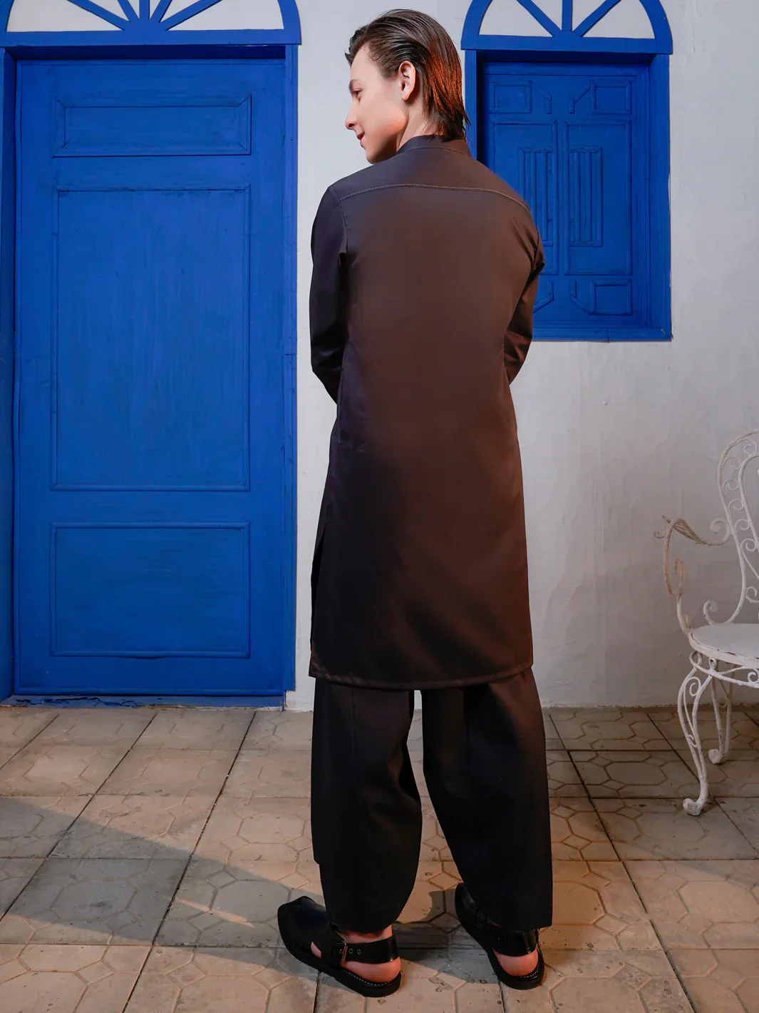 BLACK BLENDED KAMEEZ SHALWAR | ALTET-KS-004-R1/AM-6327D - Image 3