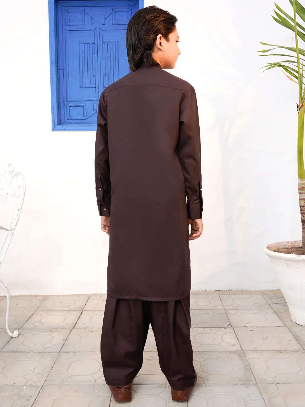 BROWN BLENDED KAMEEZ SHALWAR | ALTET-KS-005-R1/AM-6327E - Image 2