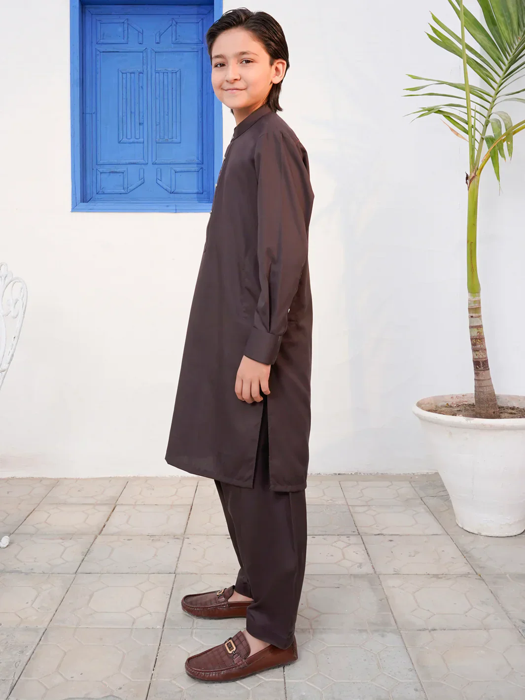 BROWN BLENDED KAMEEZ SHALWAR | ALTET-KS-005-R1/AM-6327E - Image 4