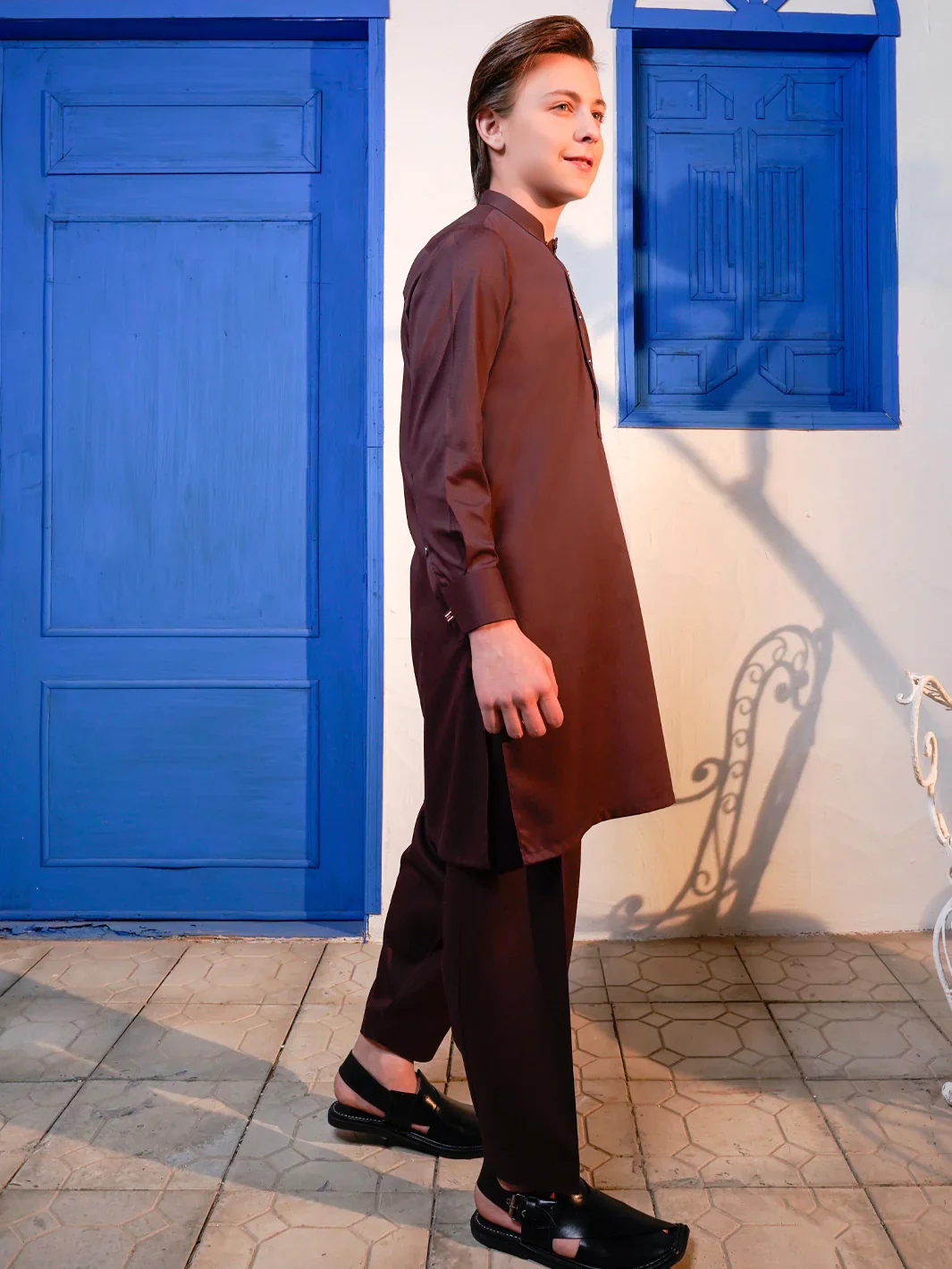 MAROON BLENDED KAMEEZ SHALWAR | ALTET-KS-006-R1/AM-6327F - Image 3
