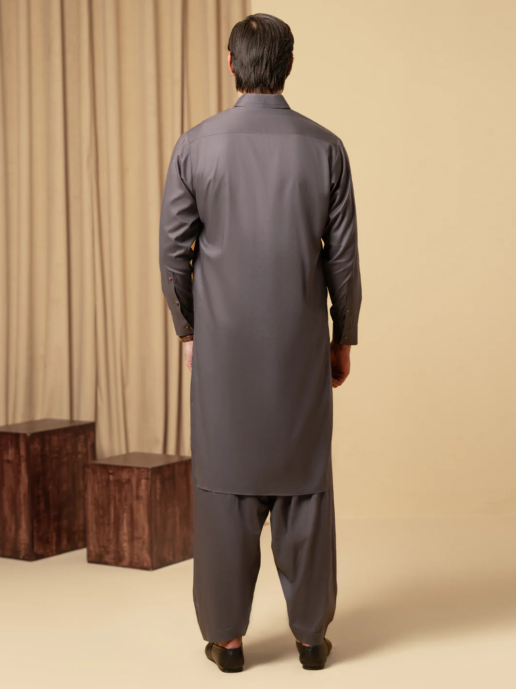 GREY COTTON KAMEEZ SHALWAR | ALWA-KS-576/AM-6347A - Image 3