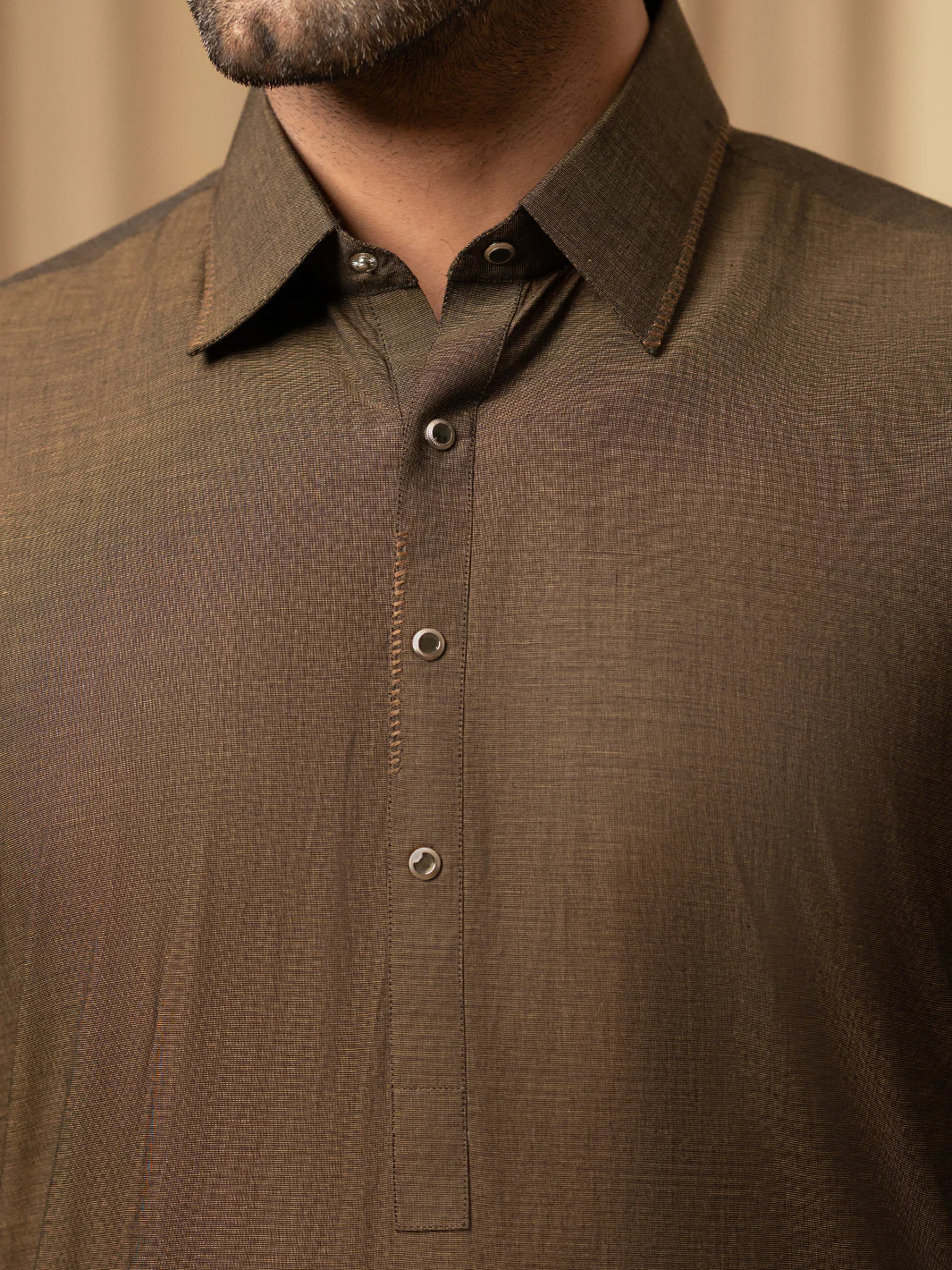 DARK BROWN COTTON KAMEEZ SHALWAR | ALWA-KS-585/AM-6345A - Image 4