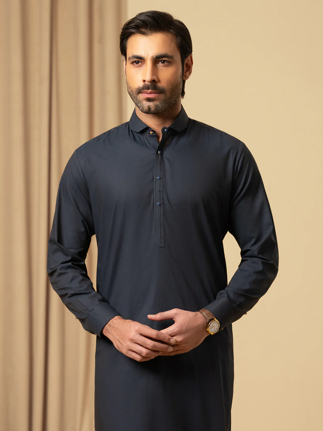 MIDNIGHT BLUE COTTON KAMEEZ SHALWAR | ALWA-KS-586/AM-6344D - Image 2