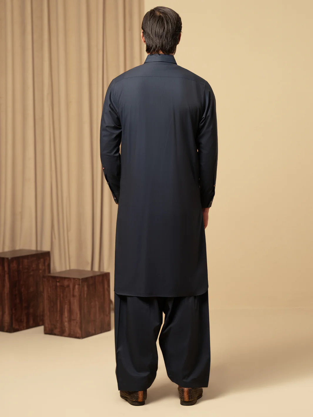 MIDNIGHT BLUE COTTON KAMEEZ SHALWAR | ALWA-KS-586/AM-6344D - Image 3