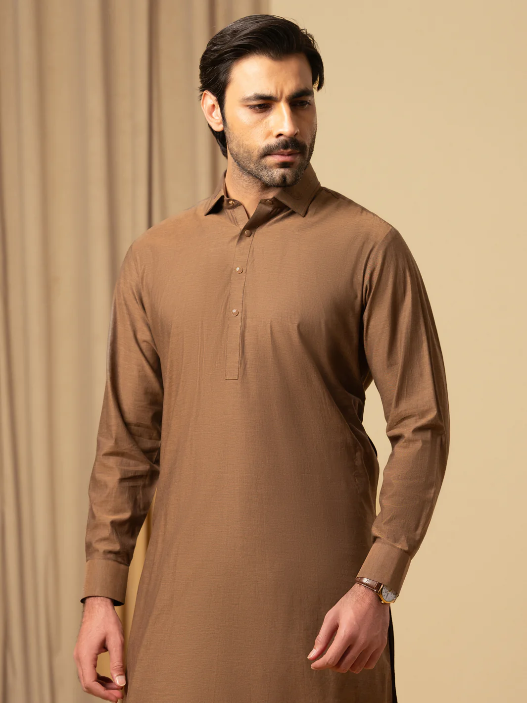 BROWN COTTON KAMEEZ SHALWAR | ALWA-KS-589/AM-6344B - Image 2