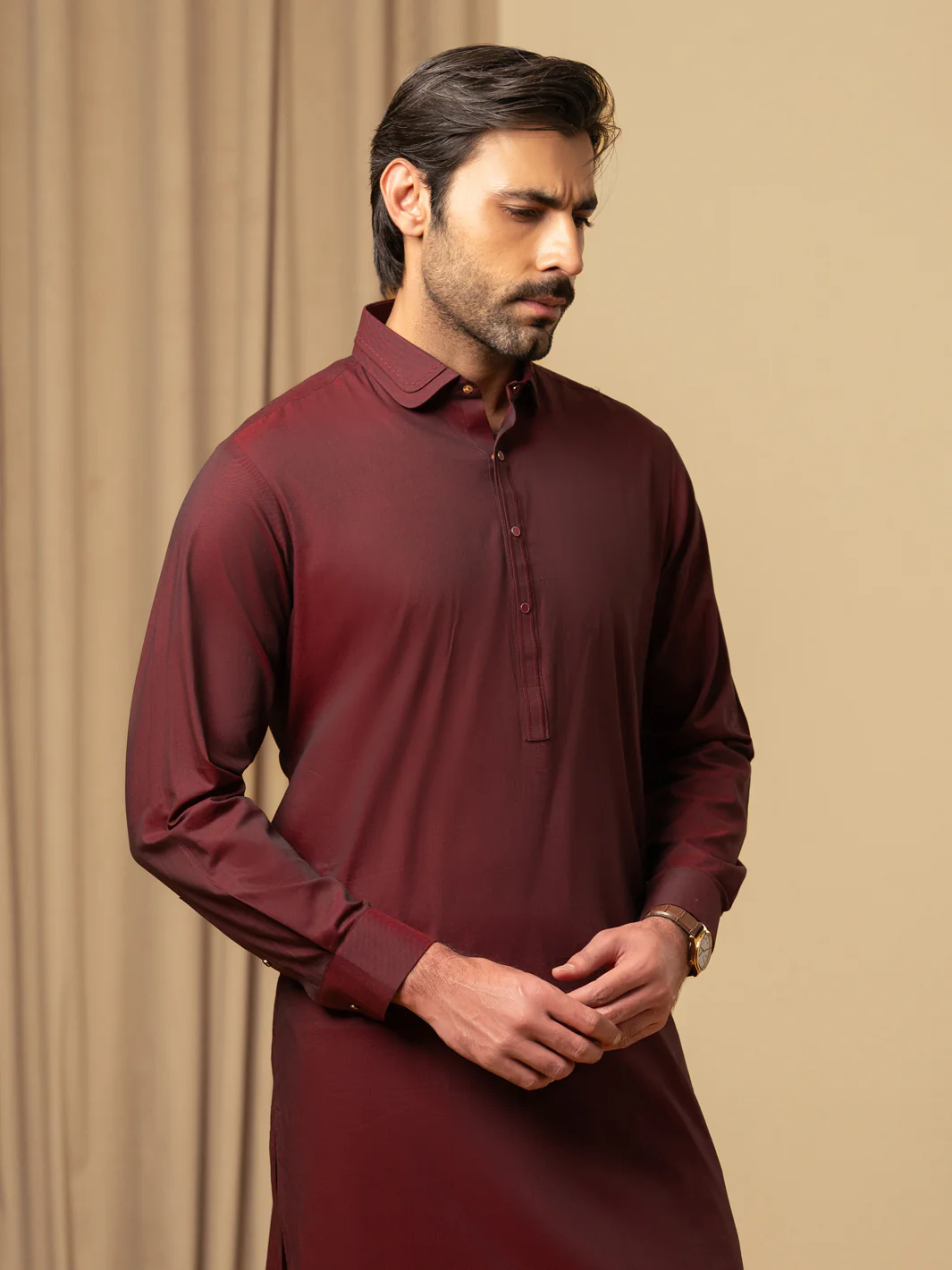 MAROON COTTON KAMEEZ SHALWAR | ALWA-KS-591/AM-6344E - Image 2