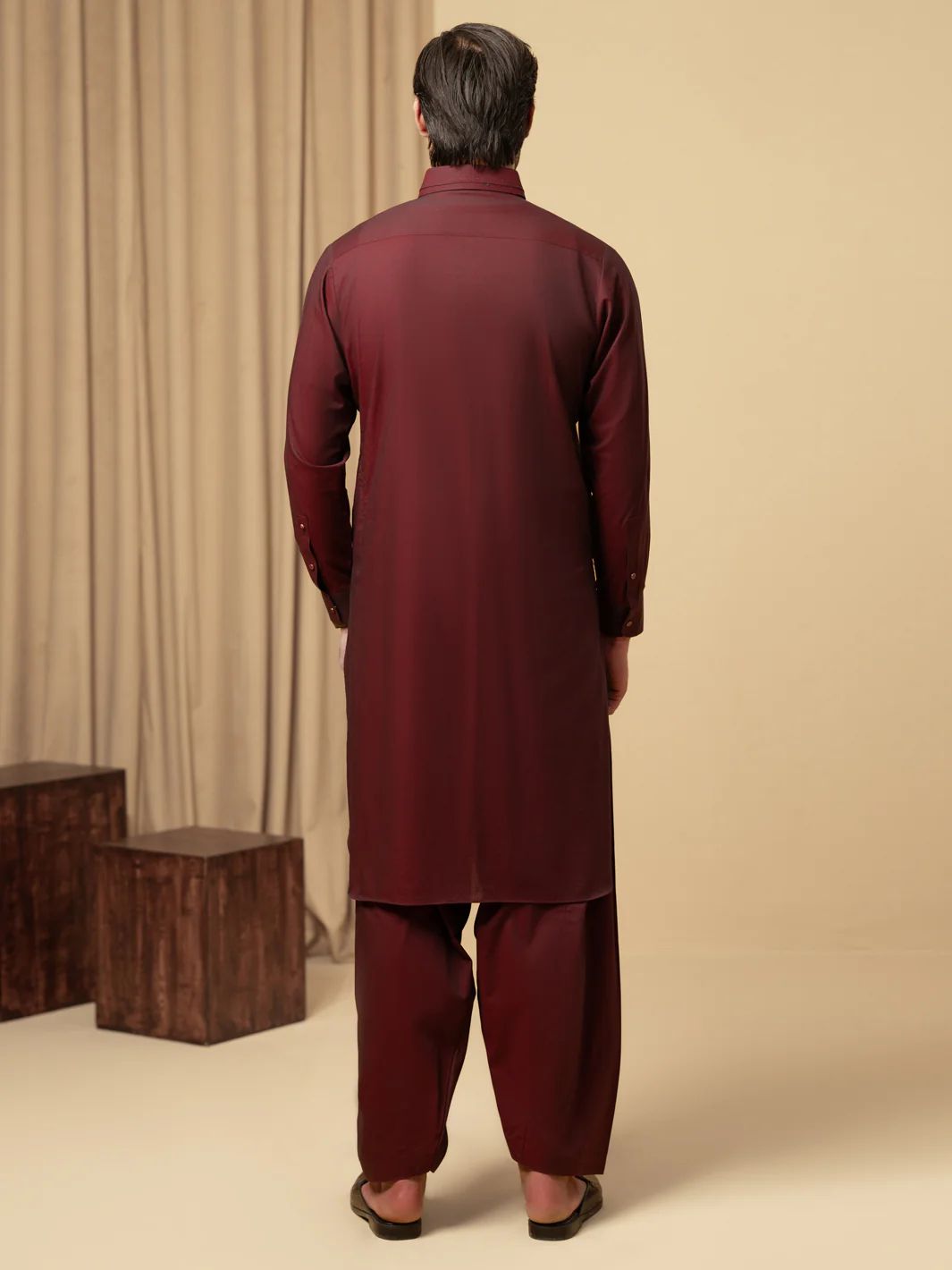 MAROON COTTON KAMEEZ SHALWAR | ALWA-KS-591/AM-6344E - Image 3