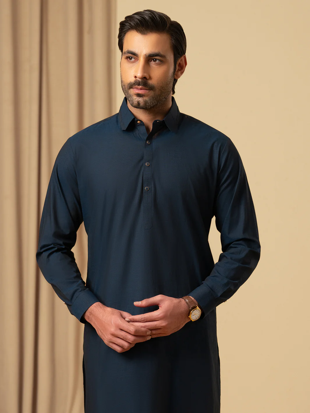 DARK BLUE COTTON KAMEEZ SHALWAR | ALWA-KS-596/AM-6345B - Image 2