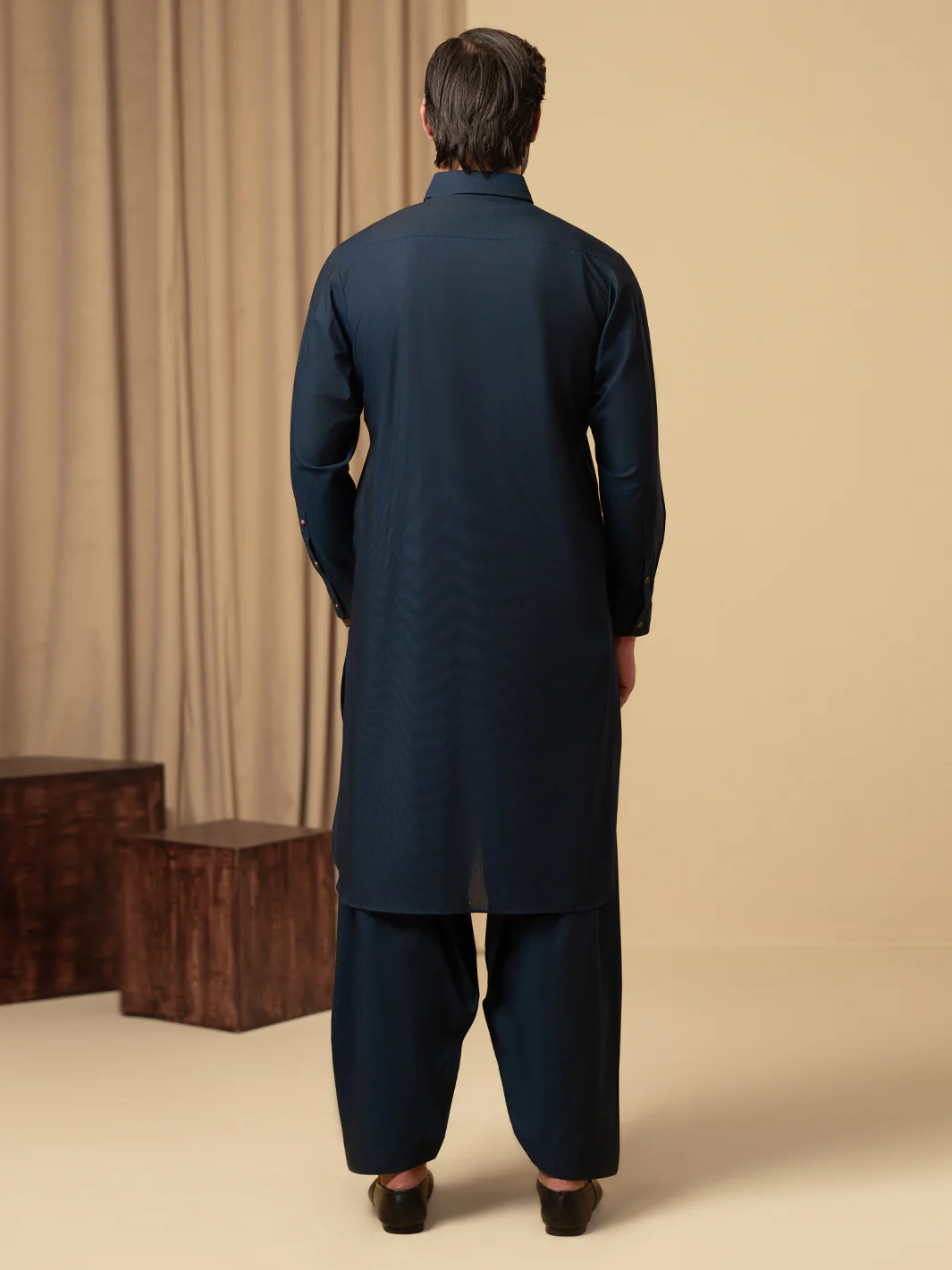 DARK BLUE COTTON KAMEEZ SHALWAR | ALWA-KS-596/AM-6345B - Image 3