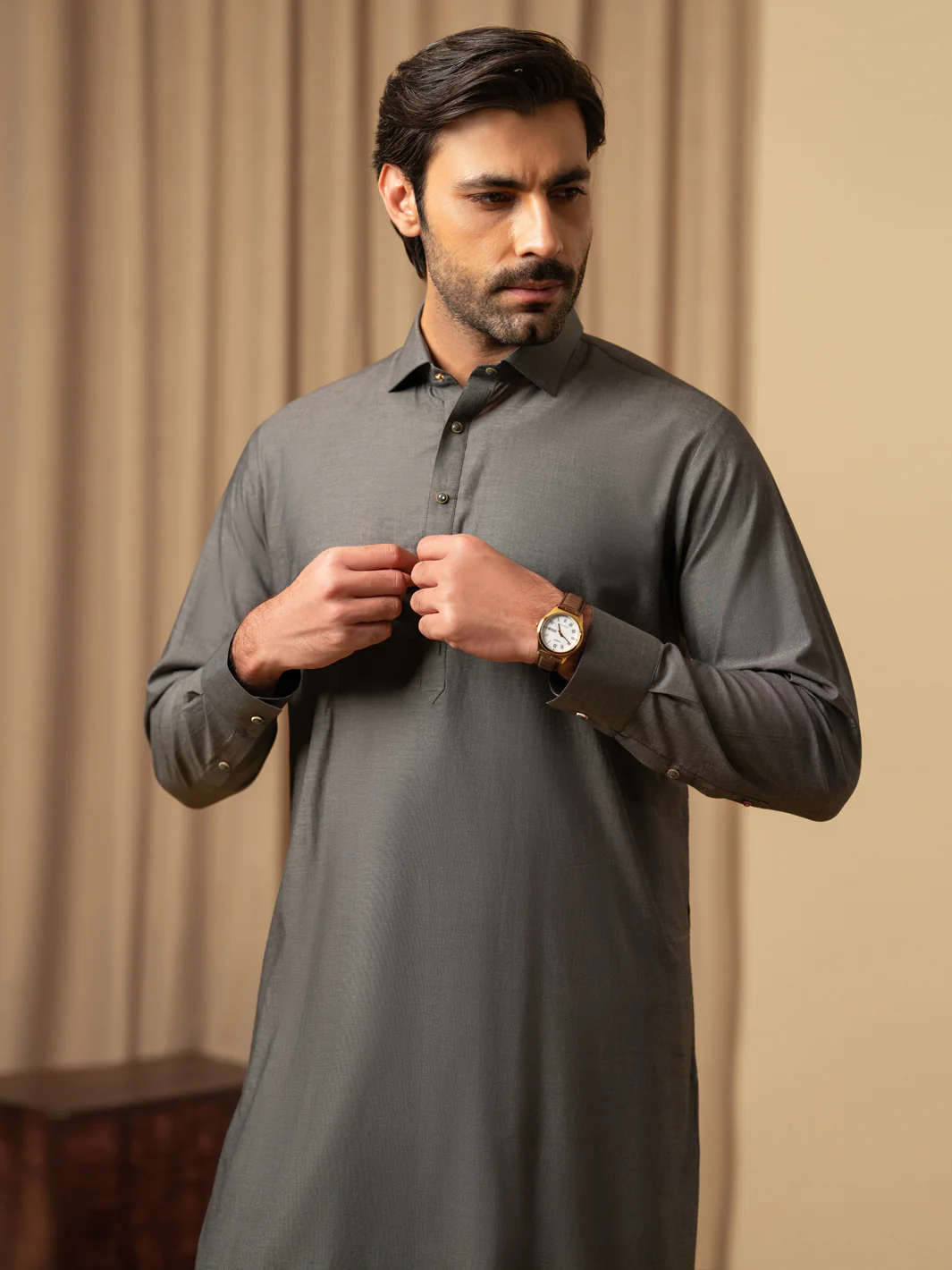 GREY COTTON KAMEEZ SHALWAR | ALWA-KS-597/AM-6344A - Image 2
