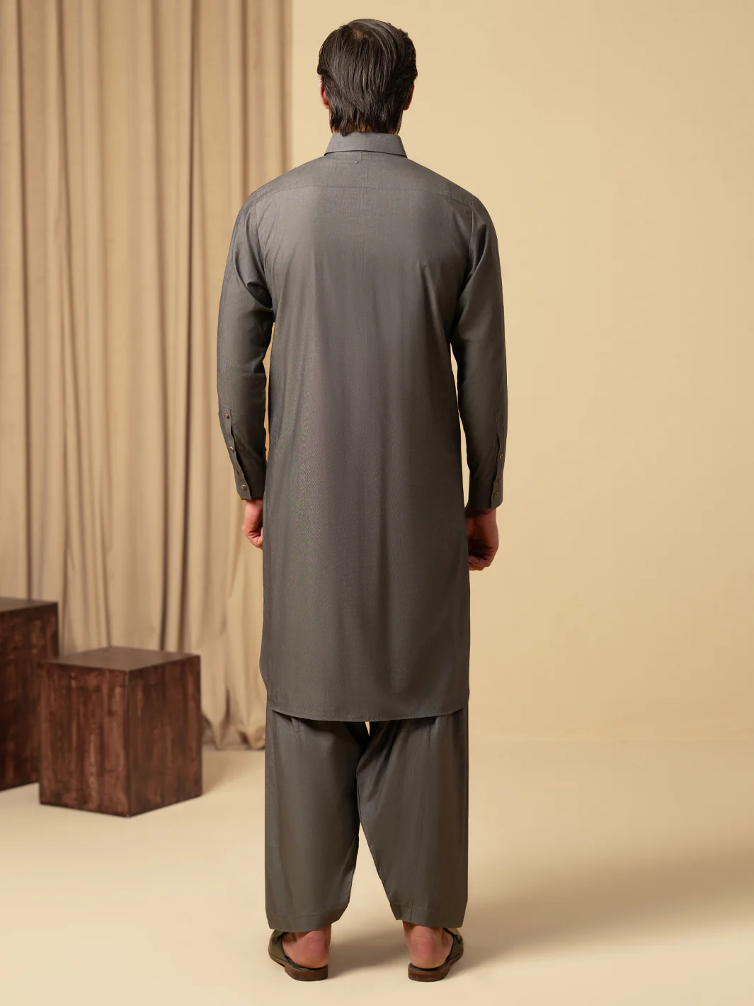 GREY COTTON KAMEEZ SHALWAR | ALWA-KS-597/AM-6344A - Image 3