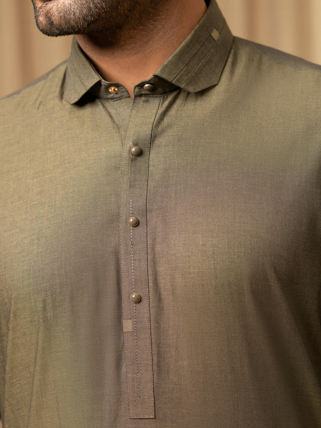 OLIVE GREEN COTTON KAMEEZ SHALWAR | ALWA-KS-598/AM-6344F - Image 4