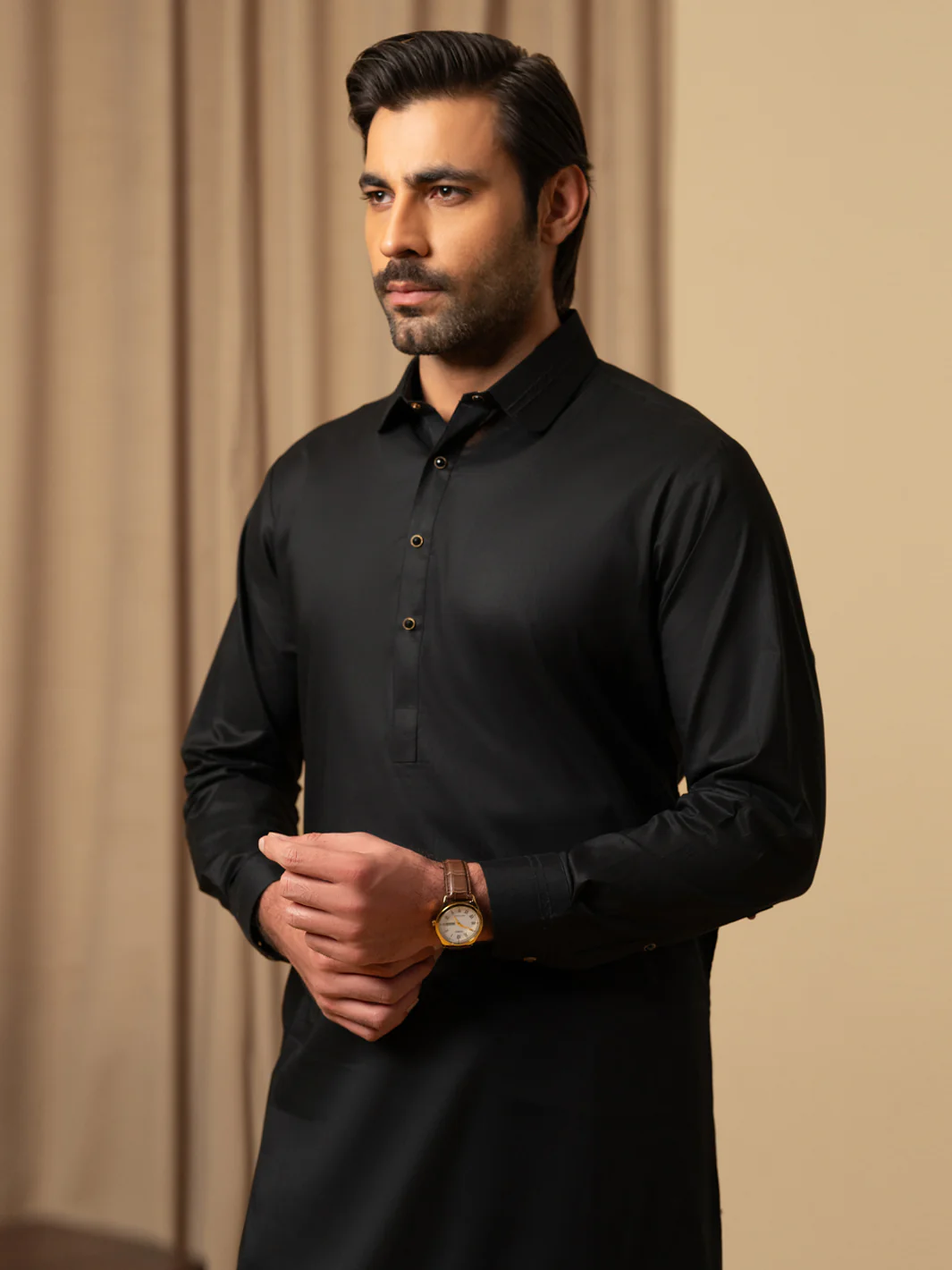 BLACK COTTON KAMEEZ SHALWAR | ALWA-KS-600/AM-6347C - Image 2