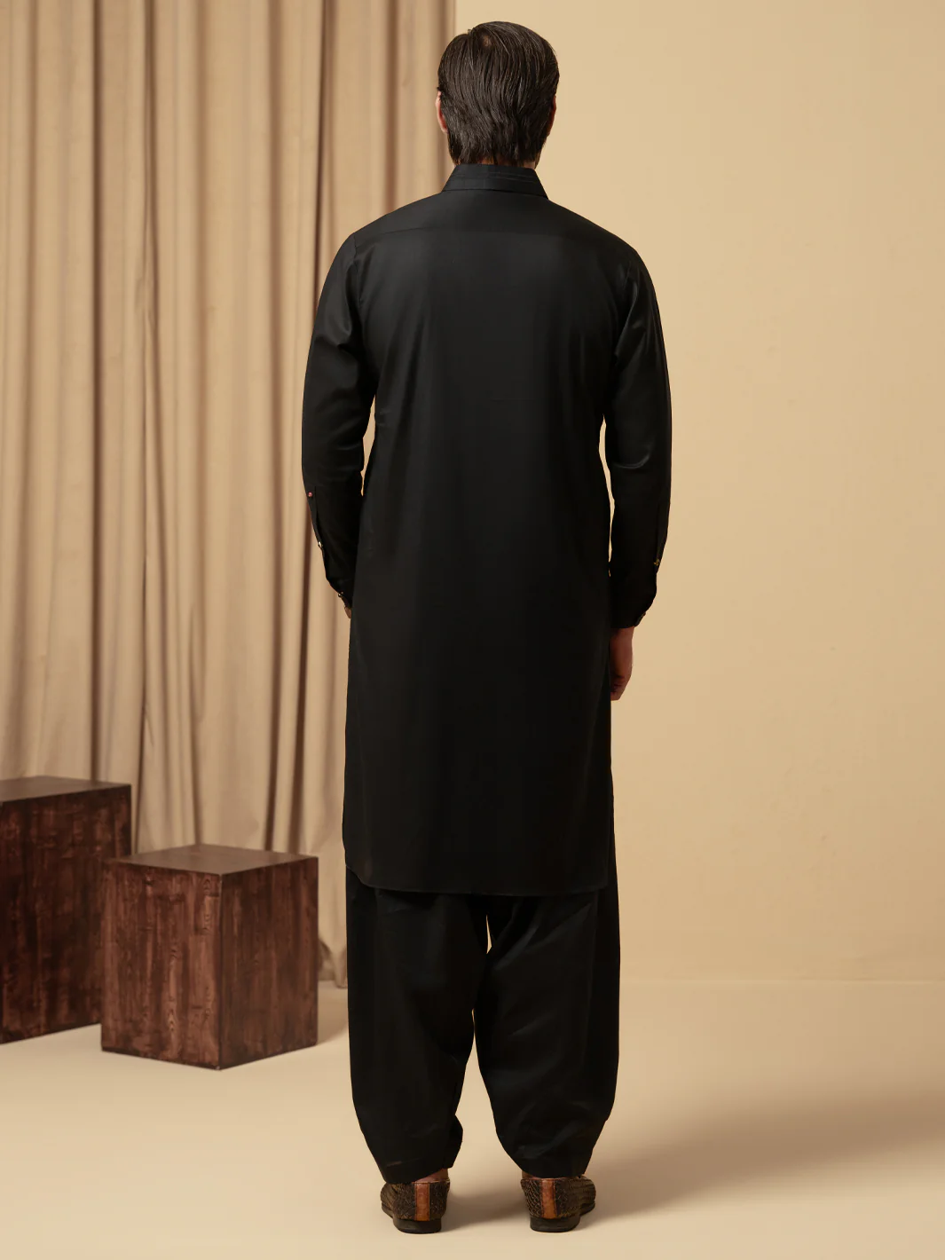 BLACK COTTON KAMEEZ SHALWAR | ALWA-KS-600/AM-6347C - Image 3