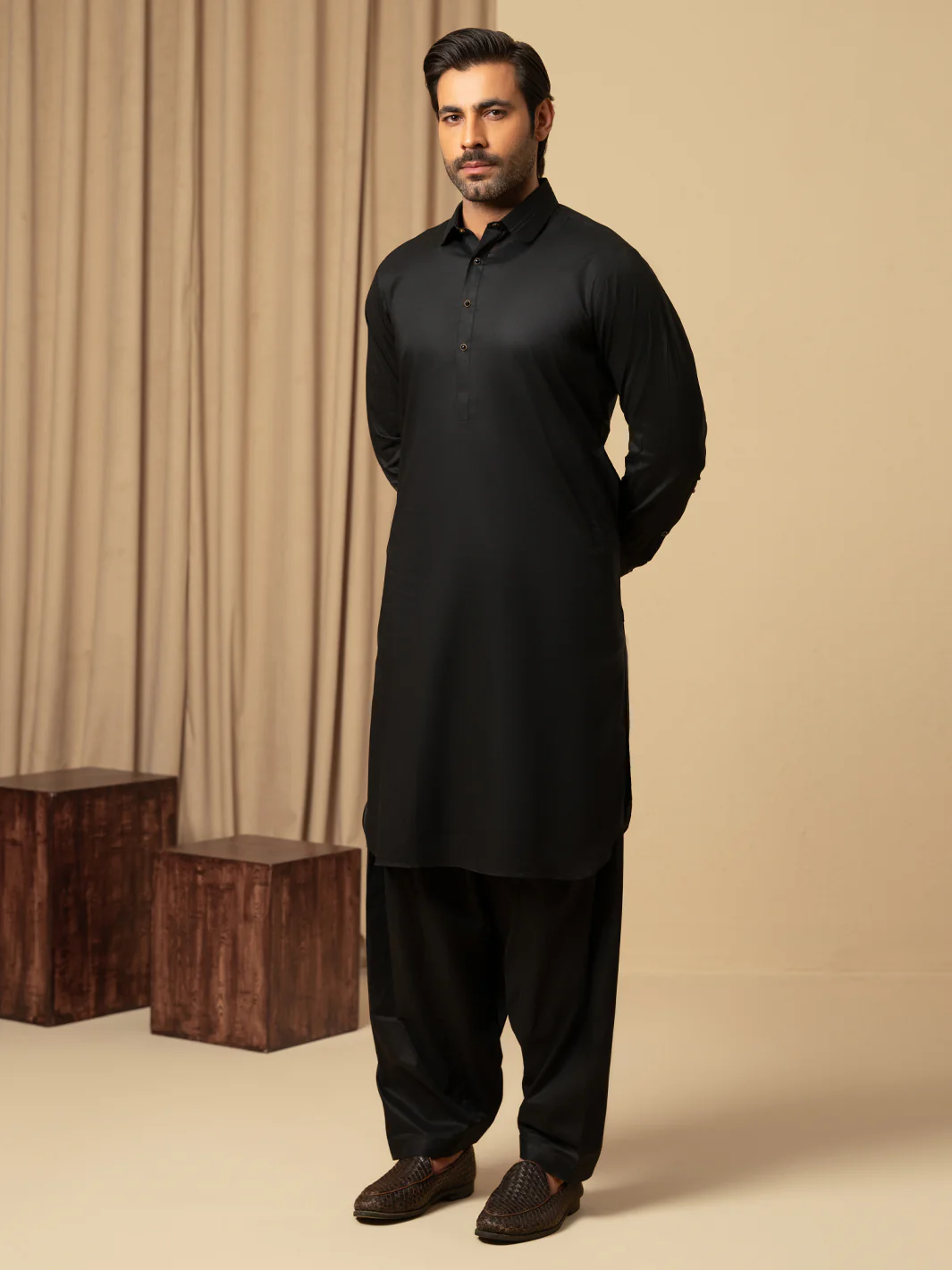 BLACK COTTON KAMEEZ SHALWAR | ALWA-KS-600/AM-6347C - Image 5