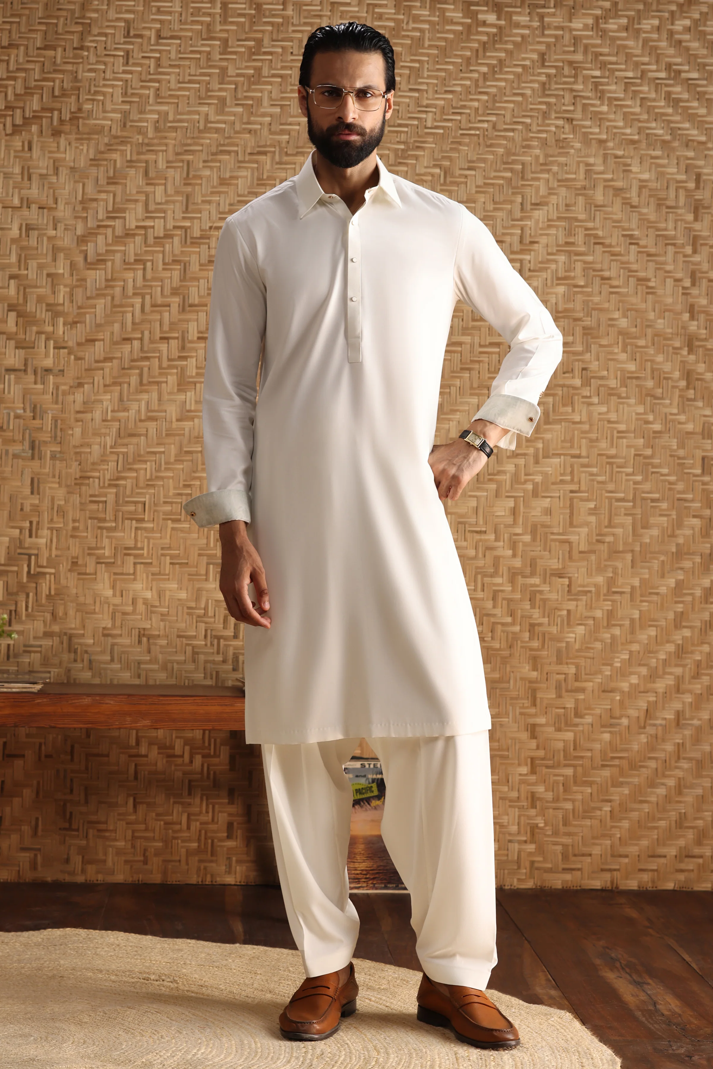 OFF WHITE KAMEEZ SHALWAR | CCMKS-S-39634-B4 - Image 5