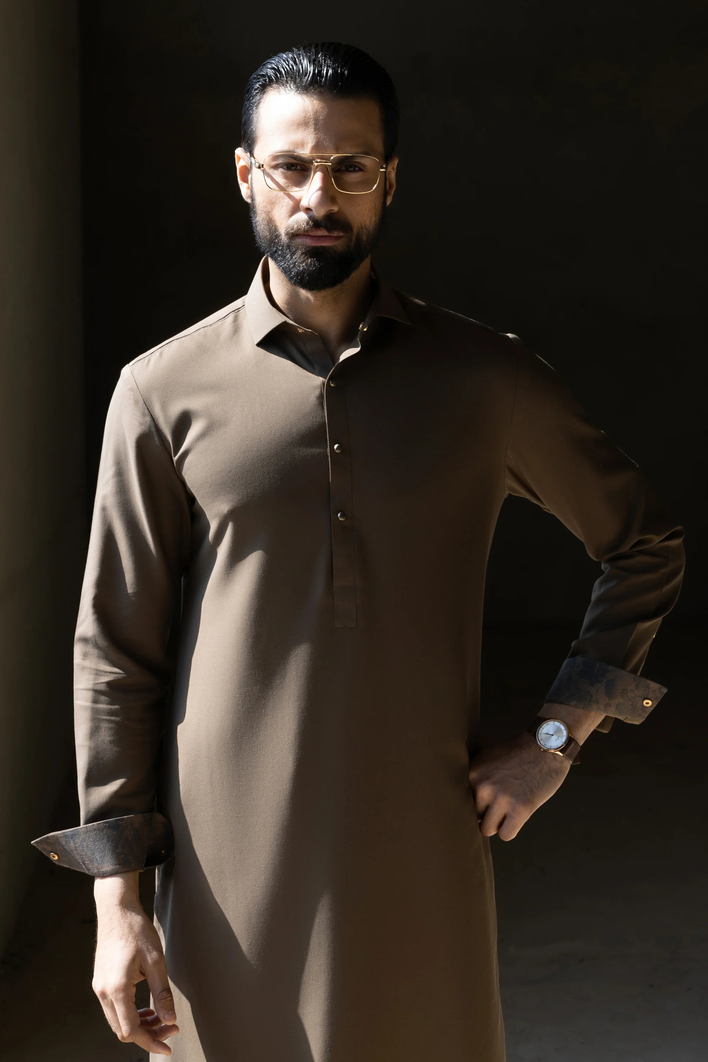 OLIVE BLENDED KAMEEZ SHALWAR | CCMKS-S-39635-B4 - Image 2