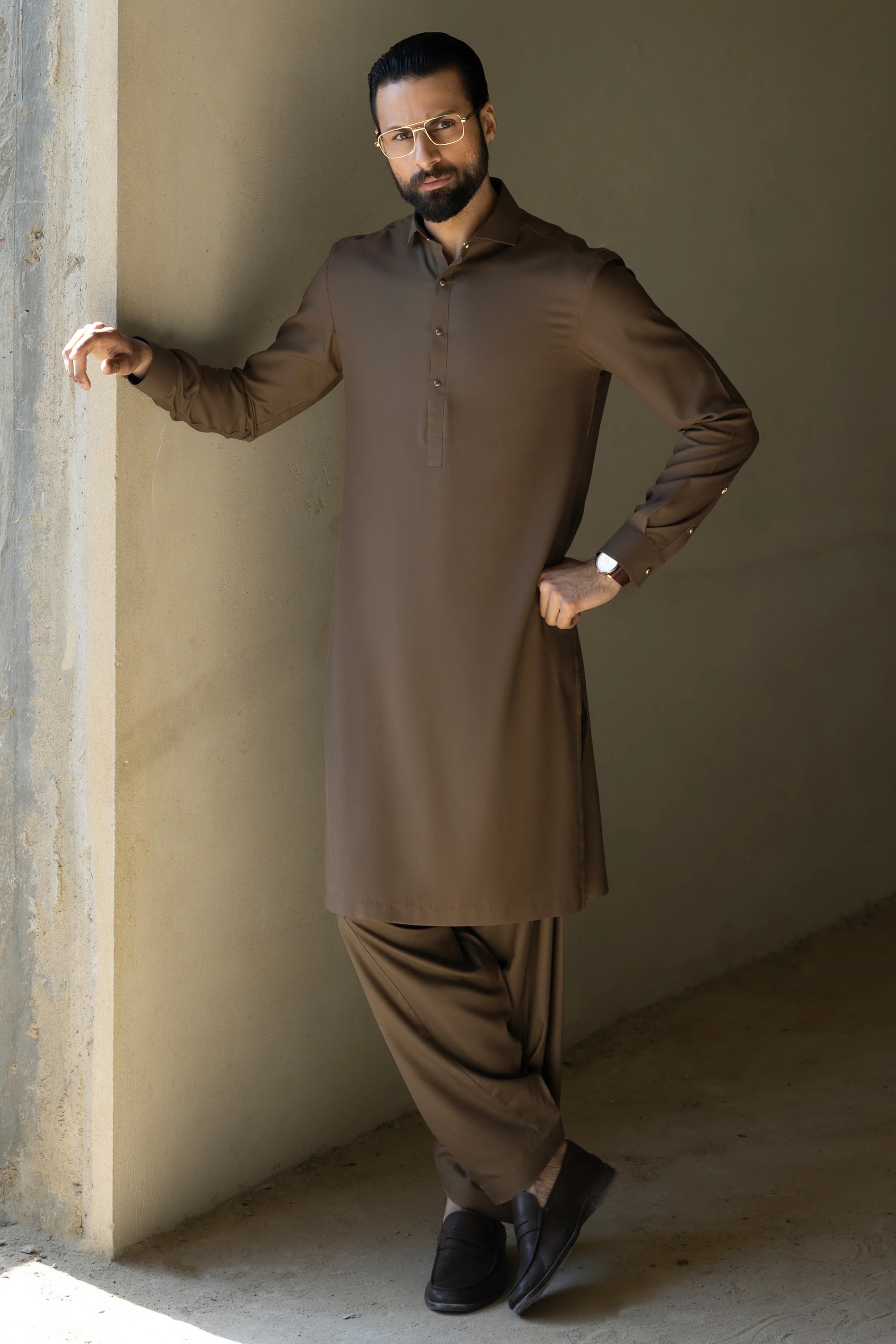 OLIVE BLENDED KAMEEZ SHALWAR | CCMKS-S-39635-B4 - Image 3