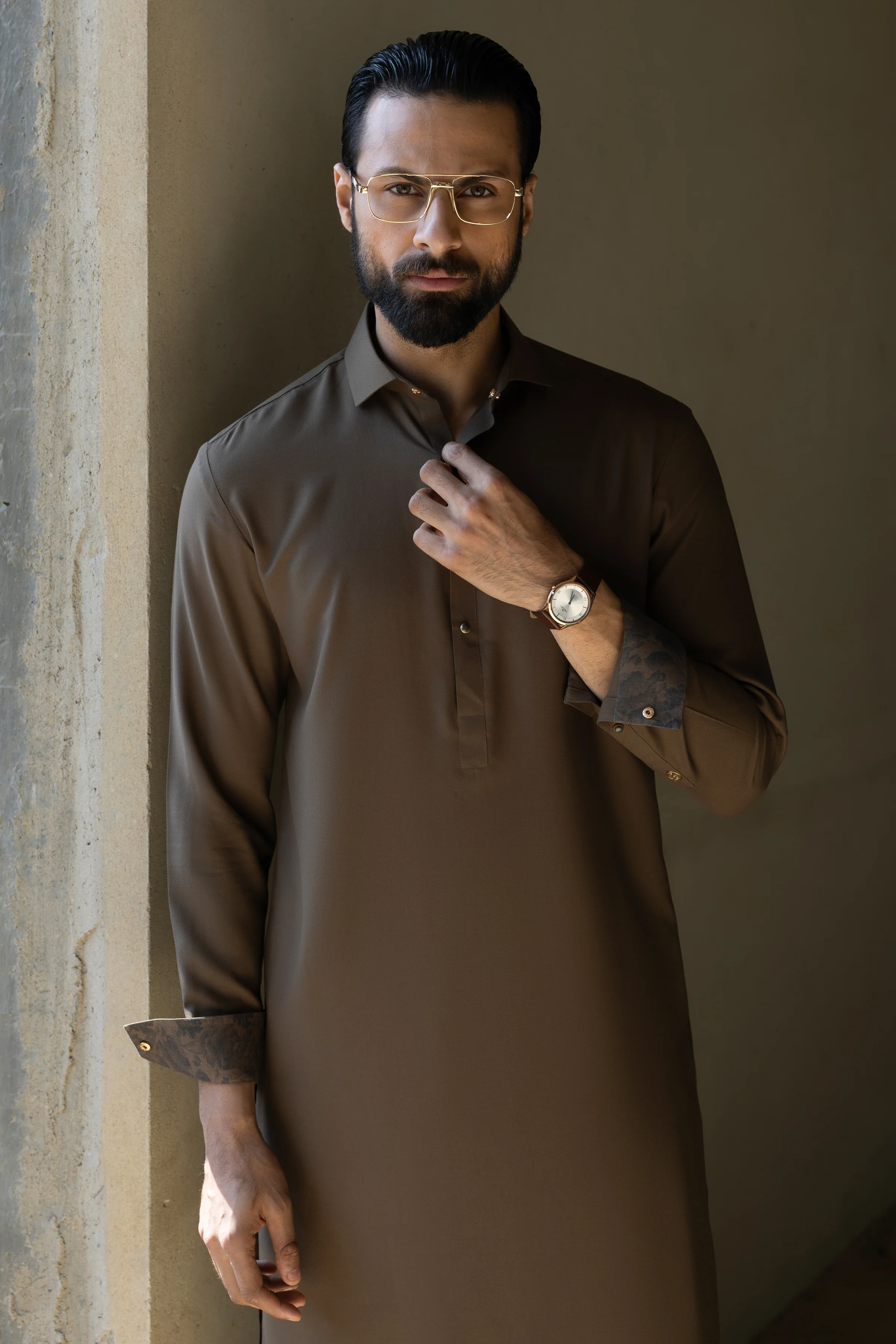 OLIVE BLENDED KAMEEZ SHALWAR | CCMKS-S-39635-B4 - Image 5