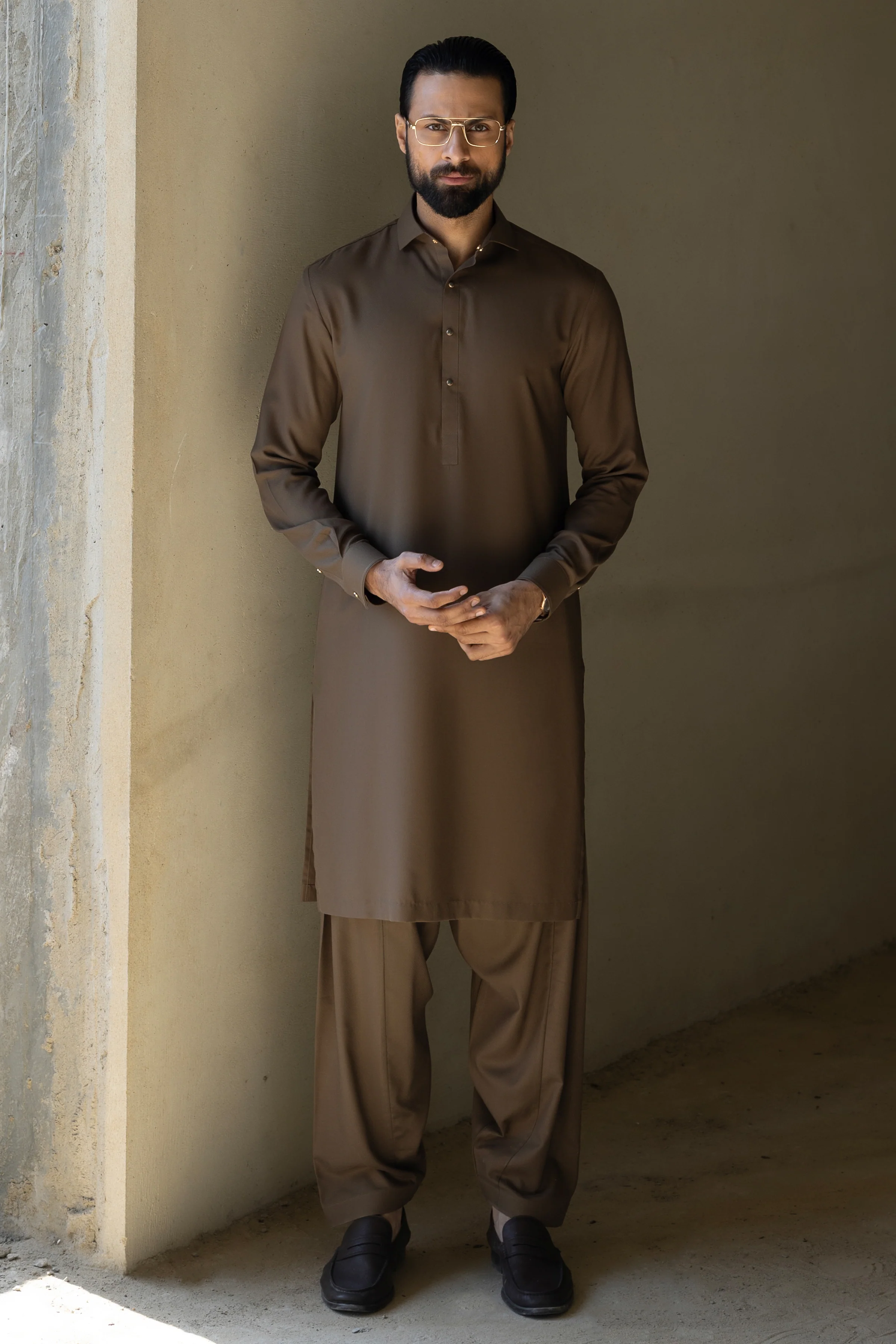 OLIVE BLENDED KAMEEZ SHALWAR | CCMKS-S-39635-B4 - Image 7
