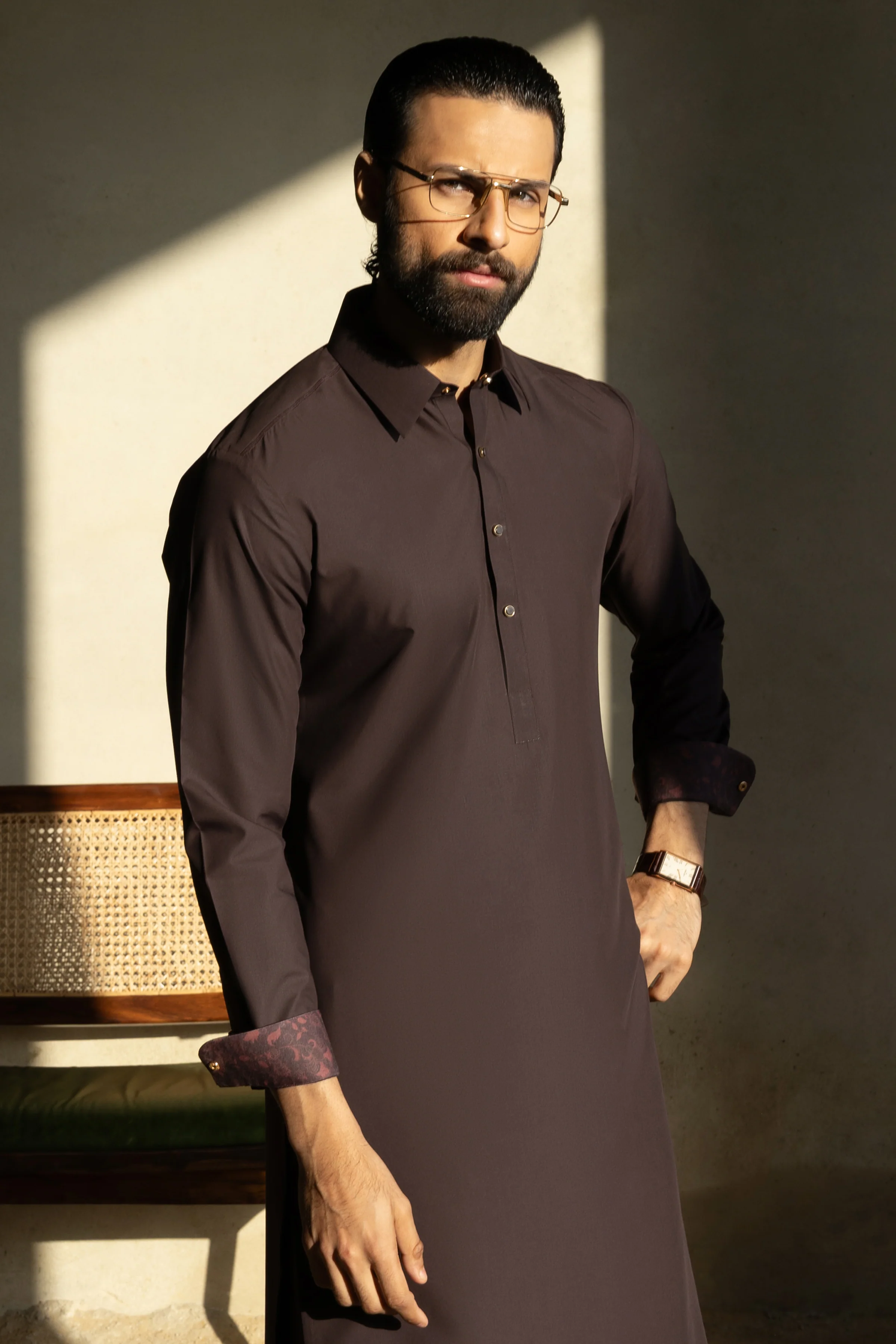 BURGUNDY BLENDED KAMEEZ SHALWAR | CCMKS-S-39657-A4 - Image 2