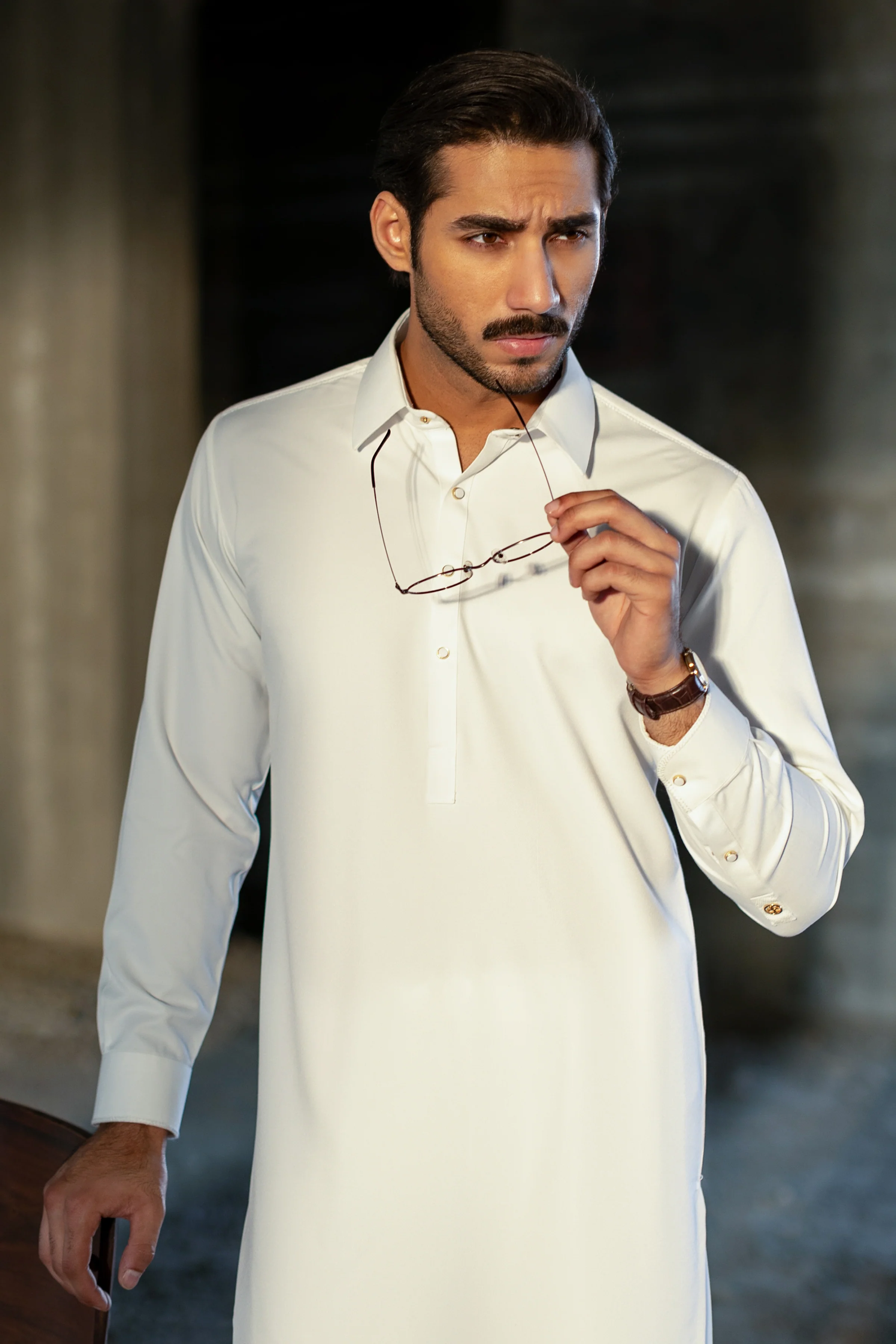 OFF WHITE BLENDED KAMEEZ SHALWAR | CCMKS-S-39658-B3 - Image 2