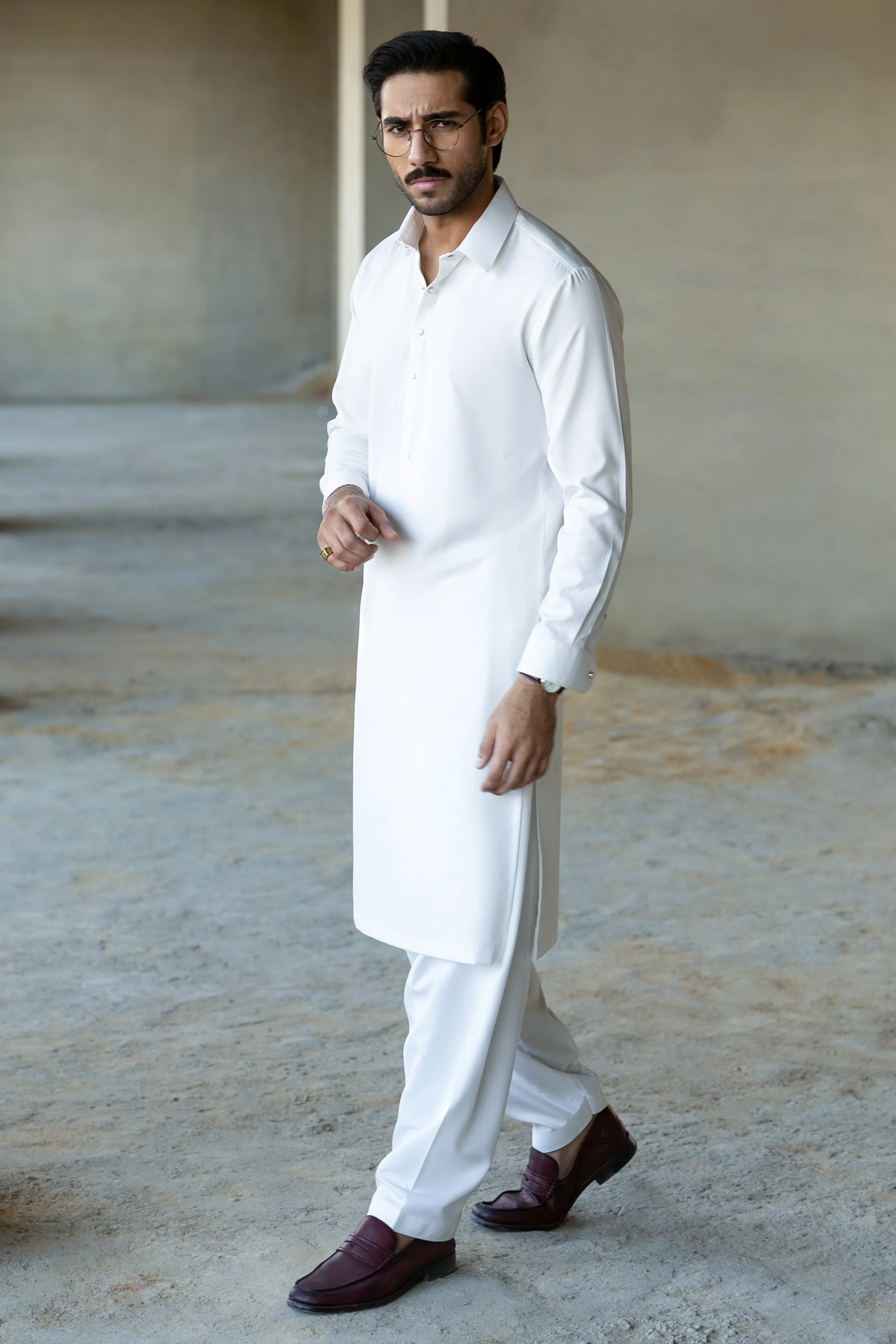 OFF WHITE BLENDED KAMEEZ SHALWAR | CCMKS-S-39658-B3 - Image 5