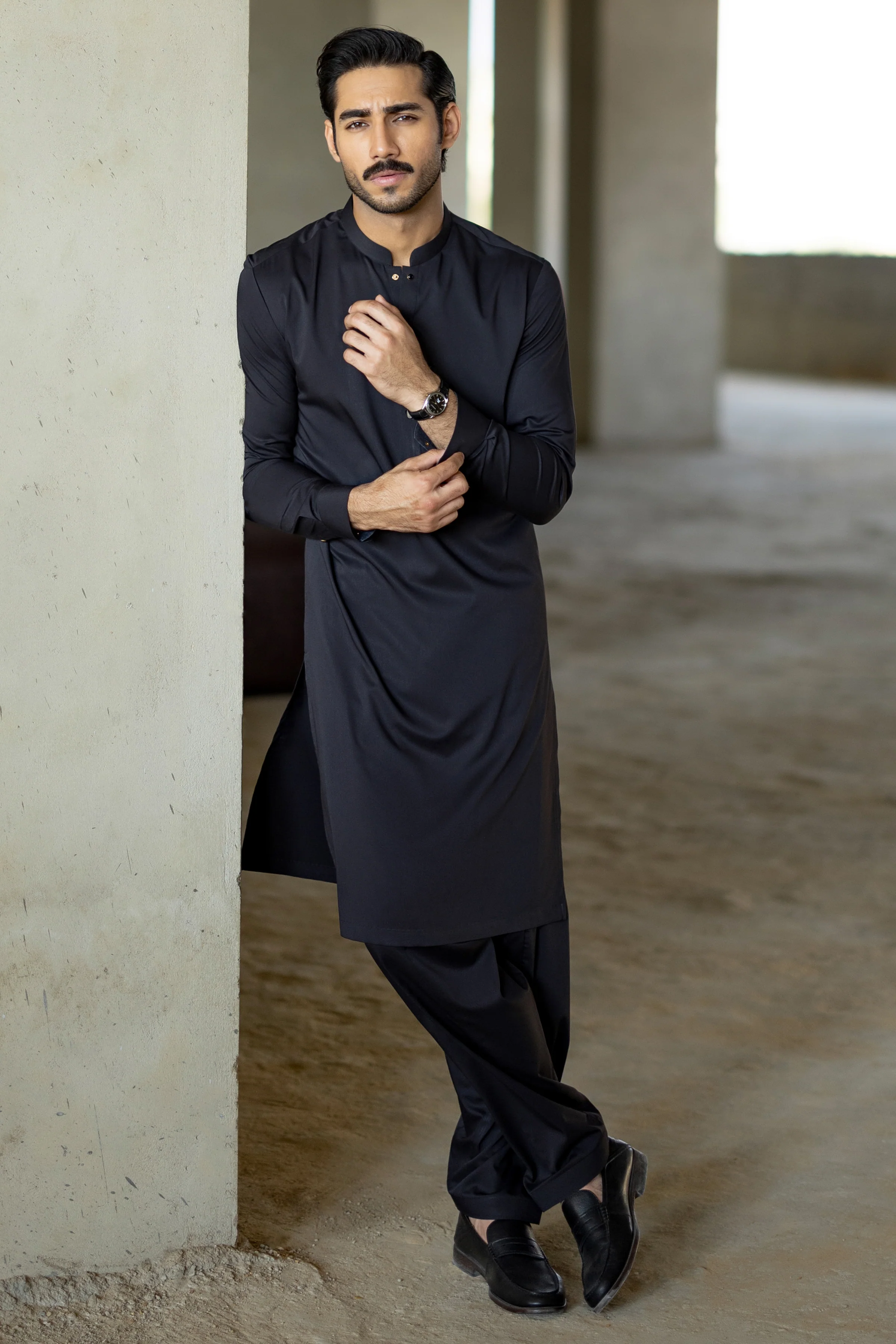 BLACK BLENDED KAMEEZ SHALWAR | CCMKS-S-39674-A6 - Image 5
