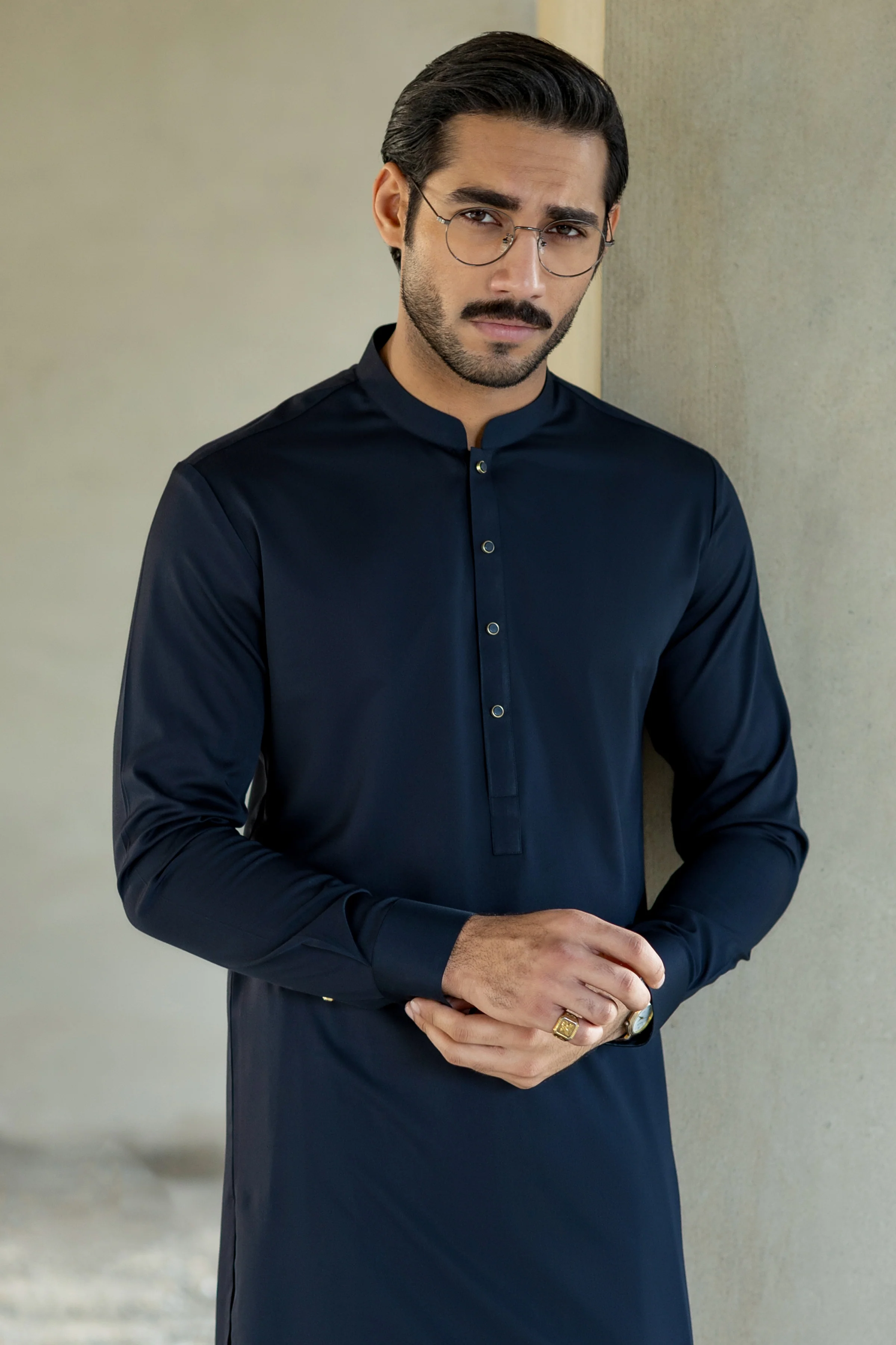 NAVY BLENDED KAMEEZ SHALWAR | CCMKS-S-39674-E6 - Image 2