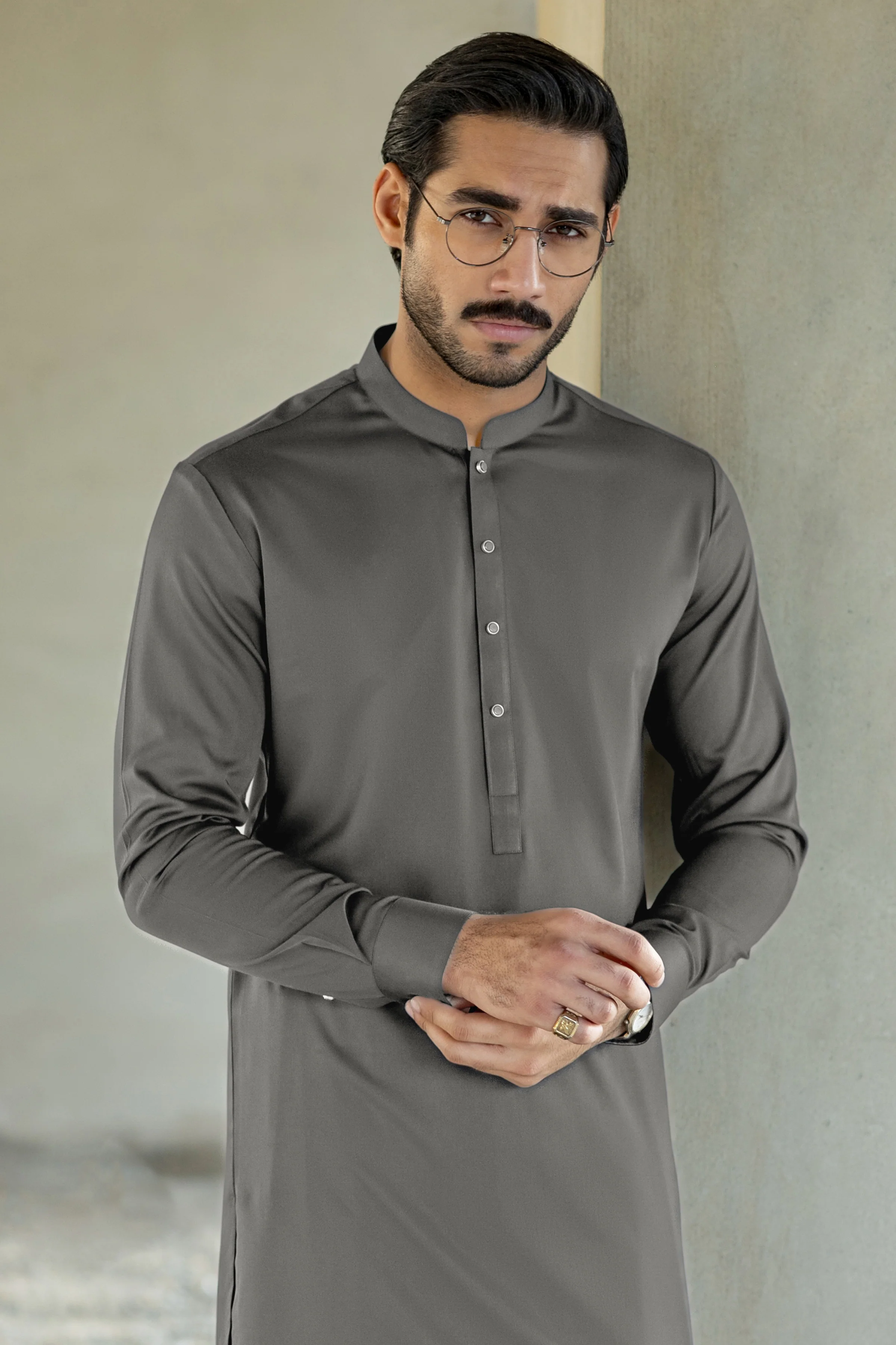 GREY BLENDED KAMEEZ SHALWAR | CCMKS-S-39674-F6 - Image 2