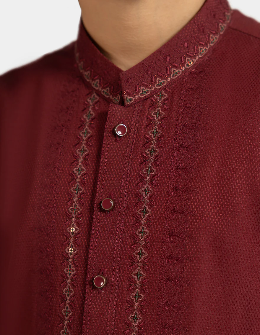 MAROON COTTON KURTA | JCK-A-42001/S26/JJ10610-SF - Image 3
