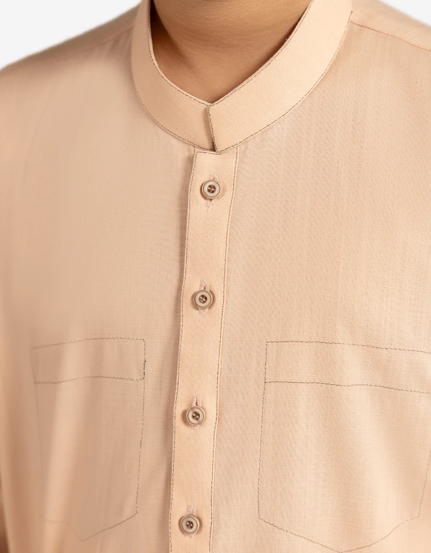 PEACH COTTON KURTA | JCK-A-42058/S26/JJ10452-CL - Image 3