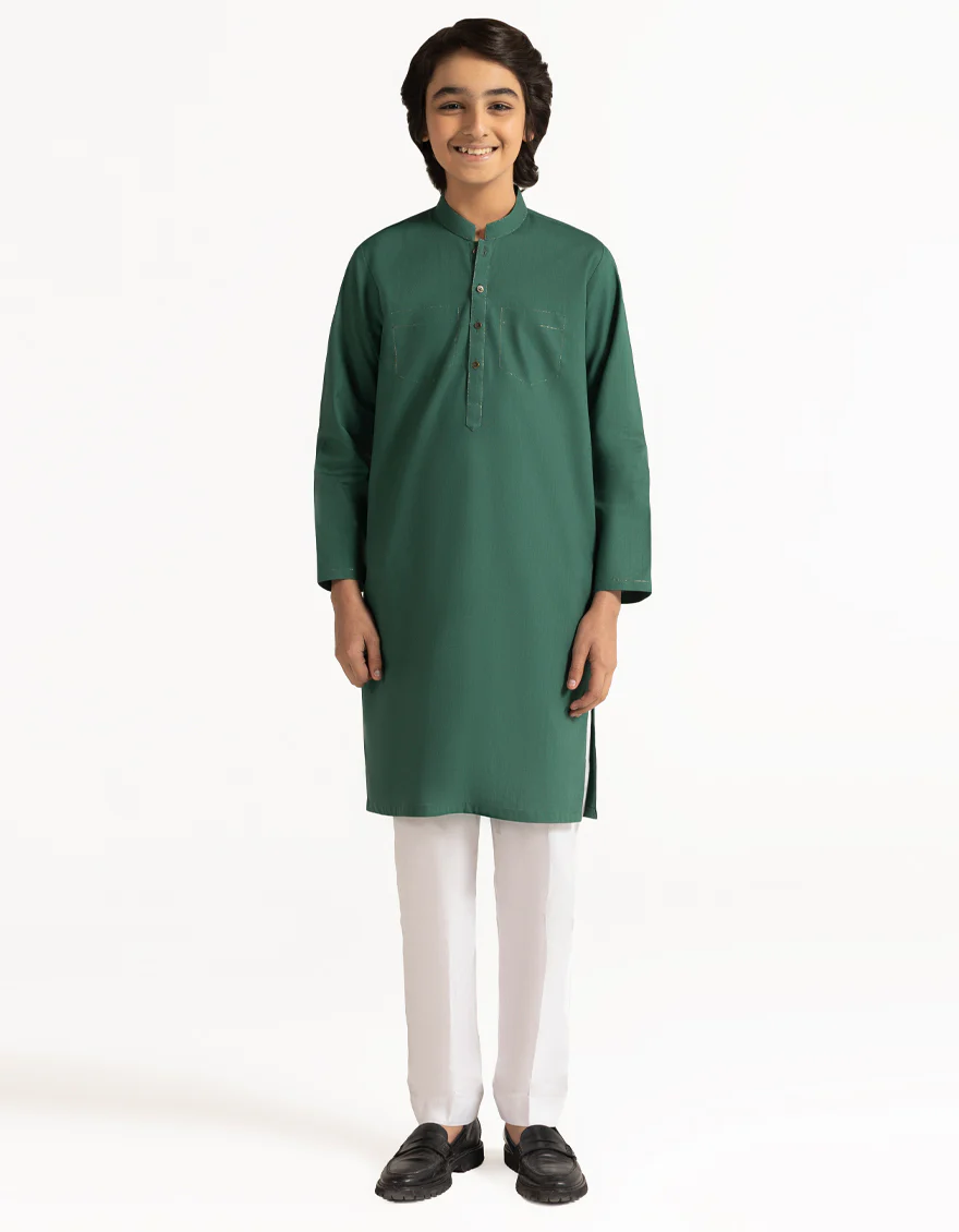 GREEN COTTON KURTA | JCK-A-42060/S26/JJ10452-CL