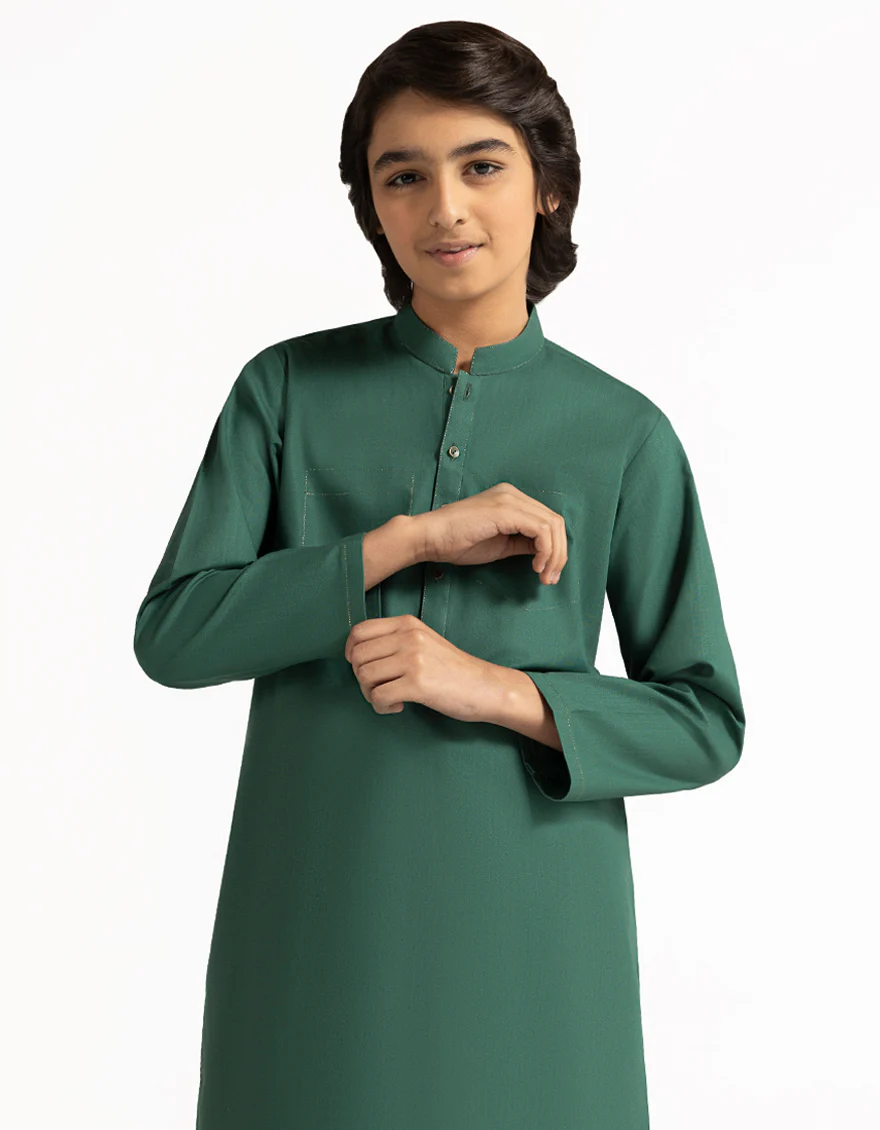 GREEN COTTON KURTA | JCK-A-42060/S26/JJ10452-CL - Image 2