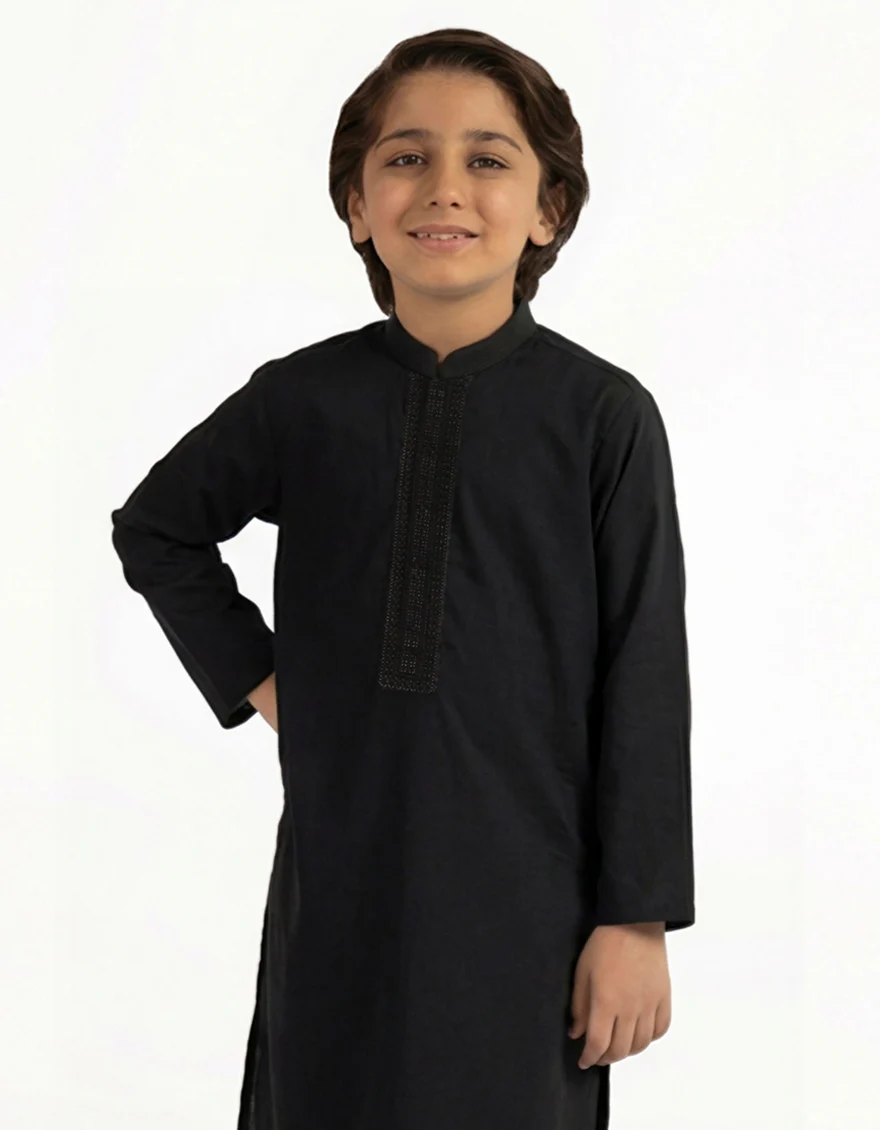 BLACK COTTON KURTA | JCK-A-50537/S26/JJ10448-SF - Image 2