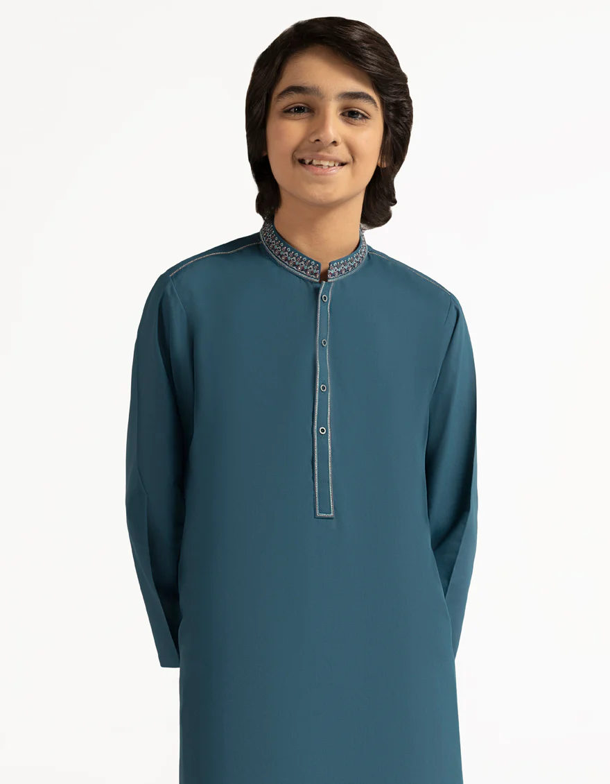 TEAL BLUE KAMEEZ SHALWAR | JCKS-A-39500/S26/JJ9821-SF - Image 2
