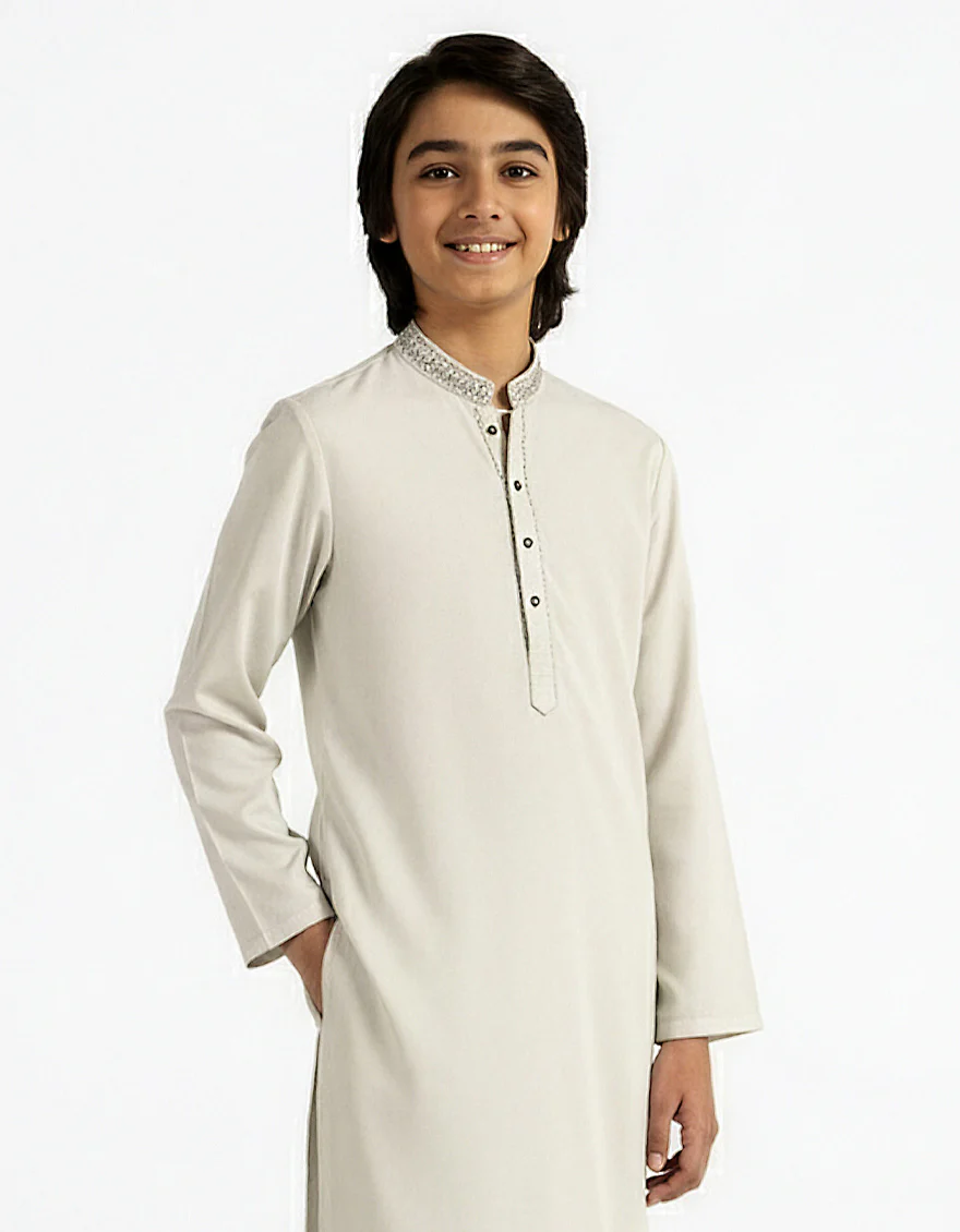 CREAM KAMEEZ SHALWAR | JCKS-A-39573/S26/JJ9900-FL - Image 2